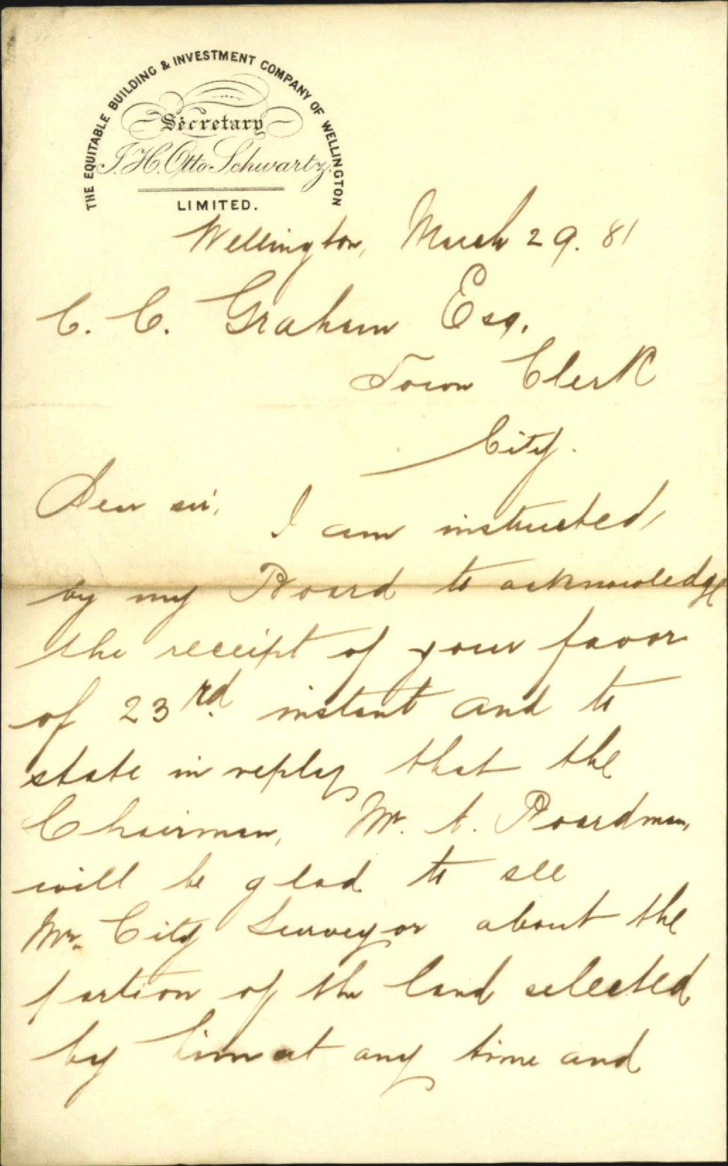 Equitable Building Company, regarding purchase of land for use of Newtown Fire Station