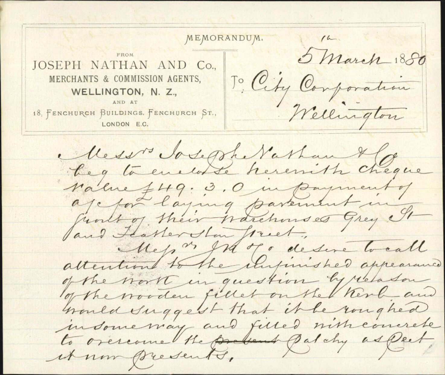 Nathan and Company - Joseph, regarding kerbing in front of their premises