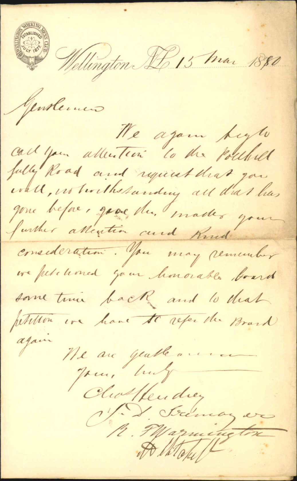 Petition, from Polhill Gully residents regarding continuation of Aro Street