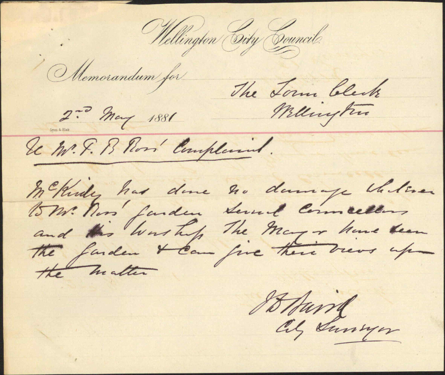Peter B Rus, complaint as to damage to his property at Wainui