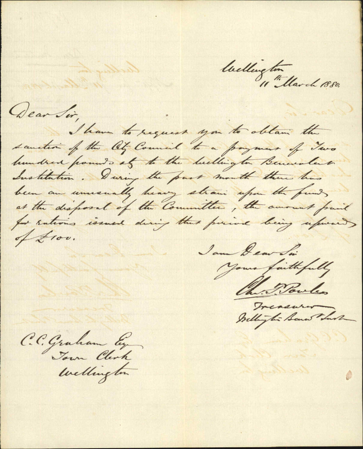 Benevolent Institution, application for further grant of &pound;200