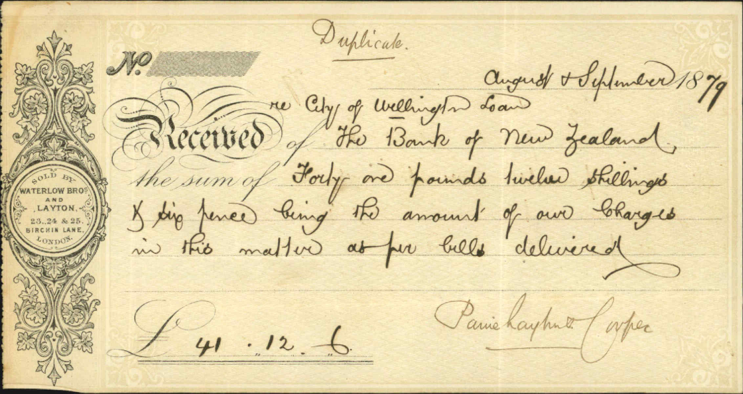 Bank of New Zealand, with prospectus of Water Works loan &pound;130,000