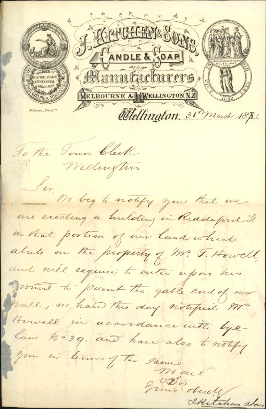 J Kitchen and Sons, regarding entering in neighbour's [Mr T Howell] premises for purpose of repair