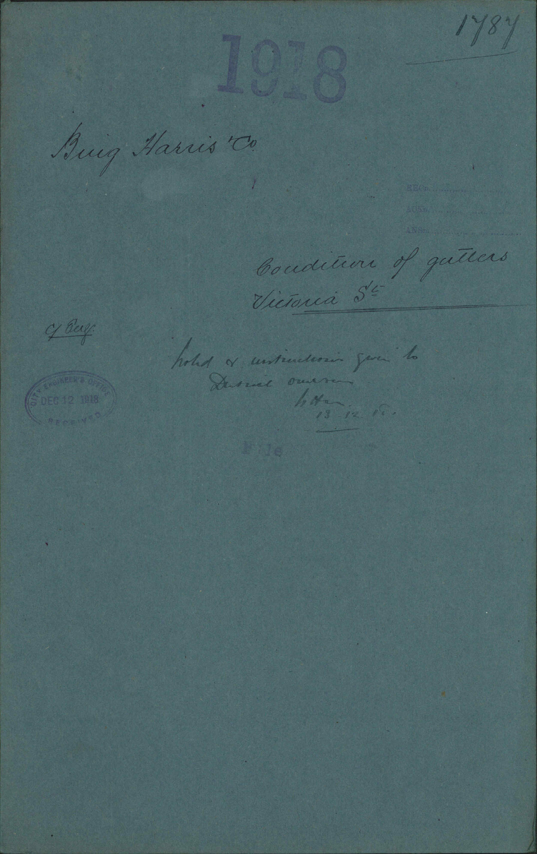 Condition of gutters, Victoria Street - Bing Harris &amp; Co