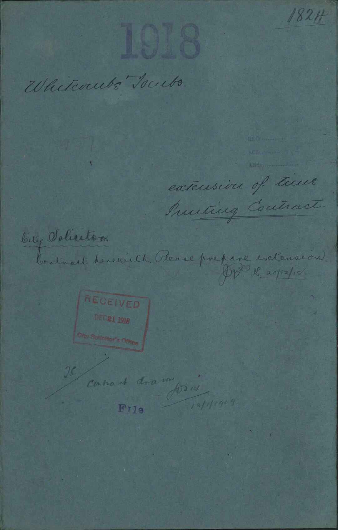 Extension of time, printing contract - Whitcombe &amp; Tombs