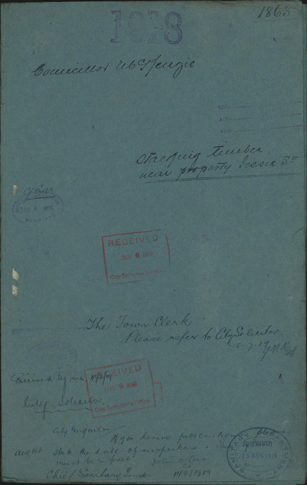 Stacking timber near property, Jessie Street - Councillor McKenzie