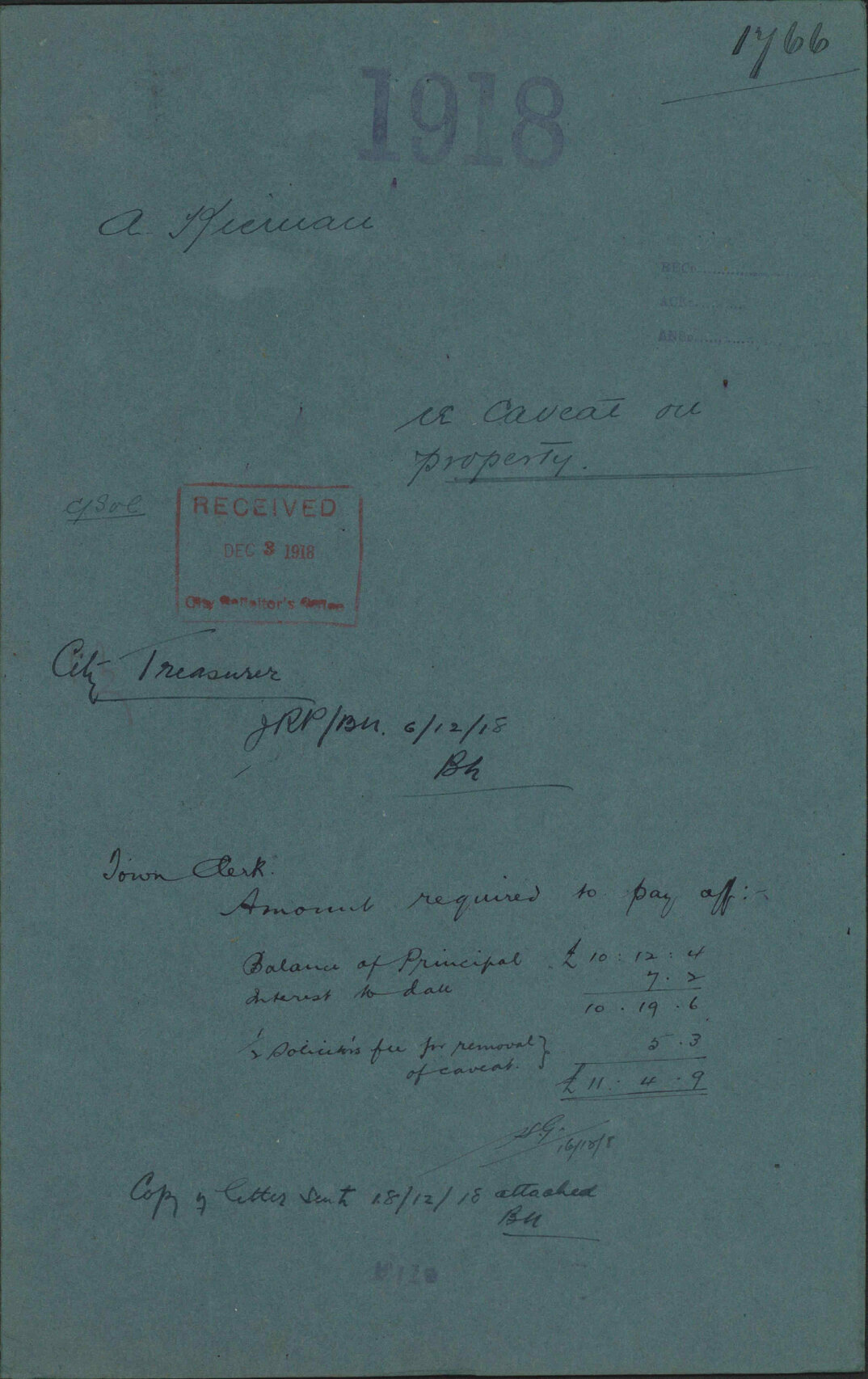 Re caveat on property - A Kiernan