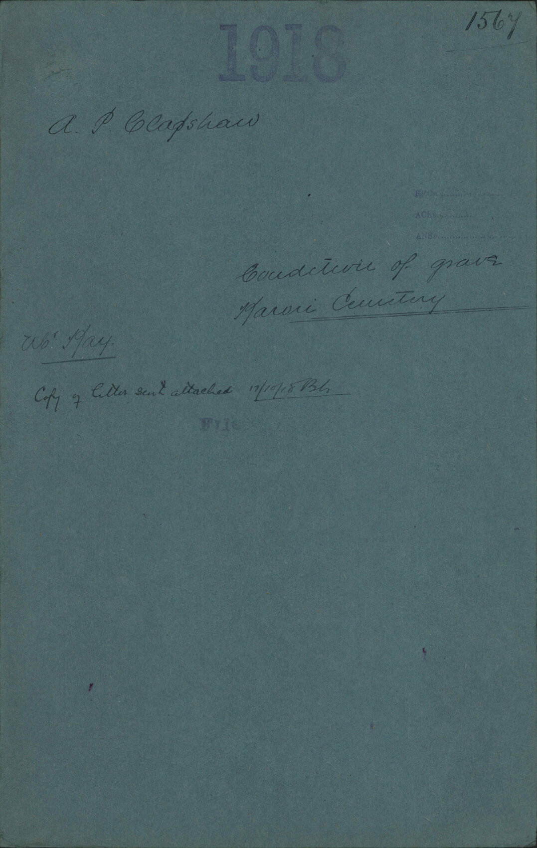 Condition of grave, Karori Cemetery - A P Clapshaw