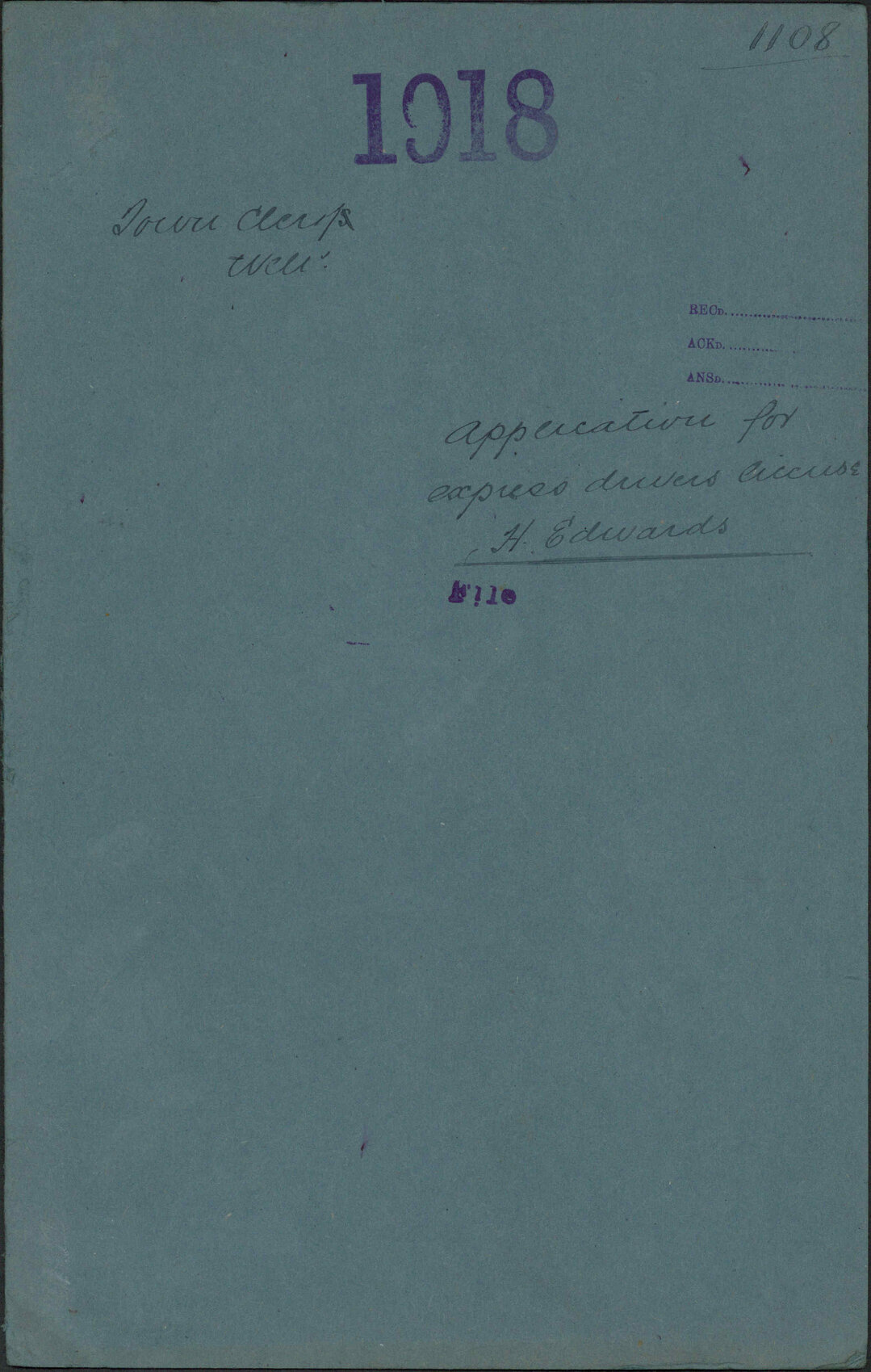 Application for Express Drivers license - Town Clerk, Wellington