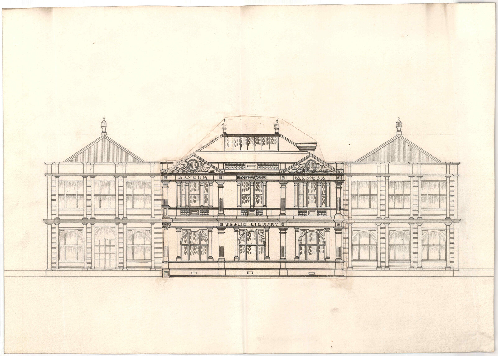52-62 Riddiford Street, Newtown Public Library, proposed extension, elevation, 1908