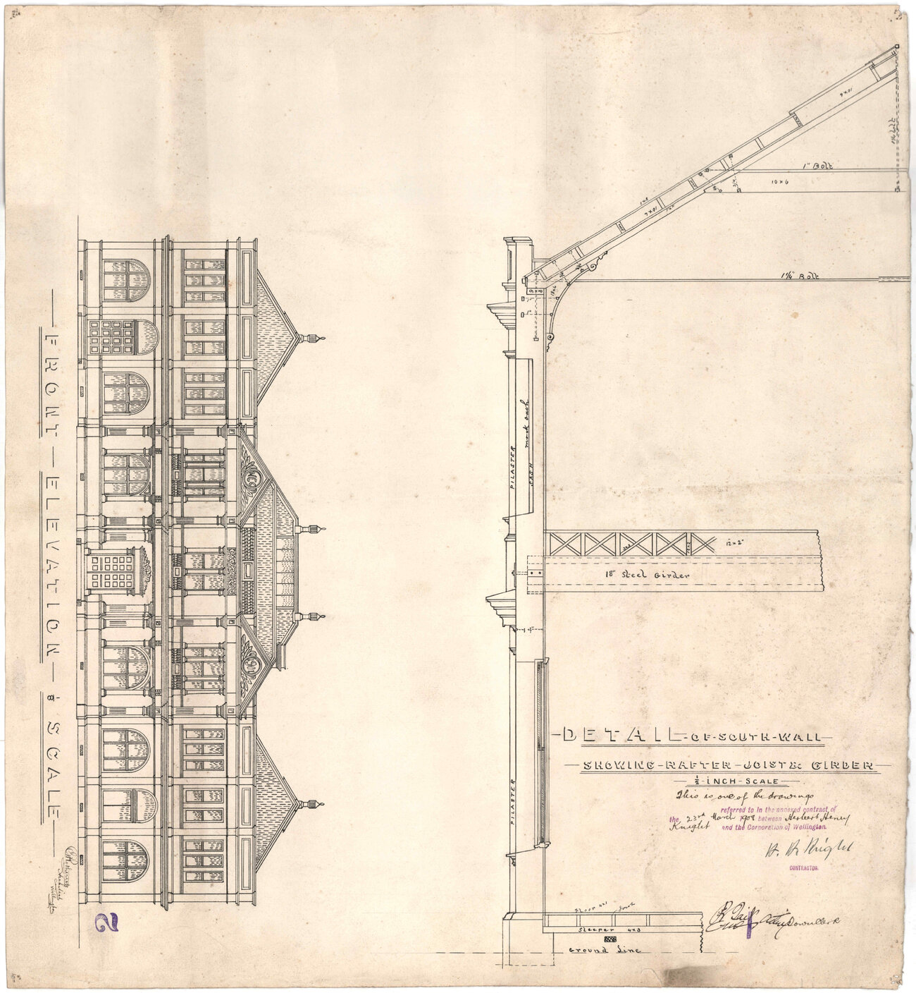 52-62 Riddiford Street, Newtown Public Library, proposed extension, Sheet 2, elevation, detail of south wall