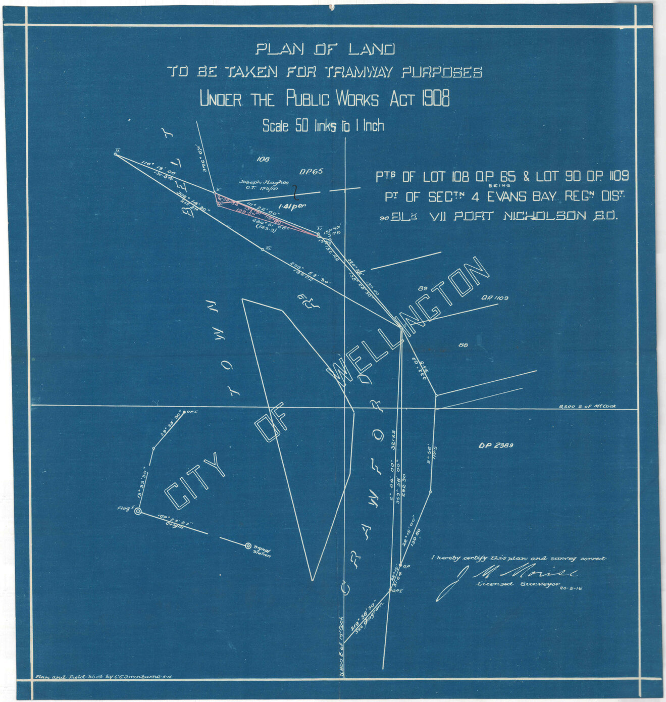 Land to be taken for tramway purposes under Public Works Act 1908, Crawford Road