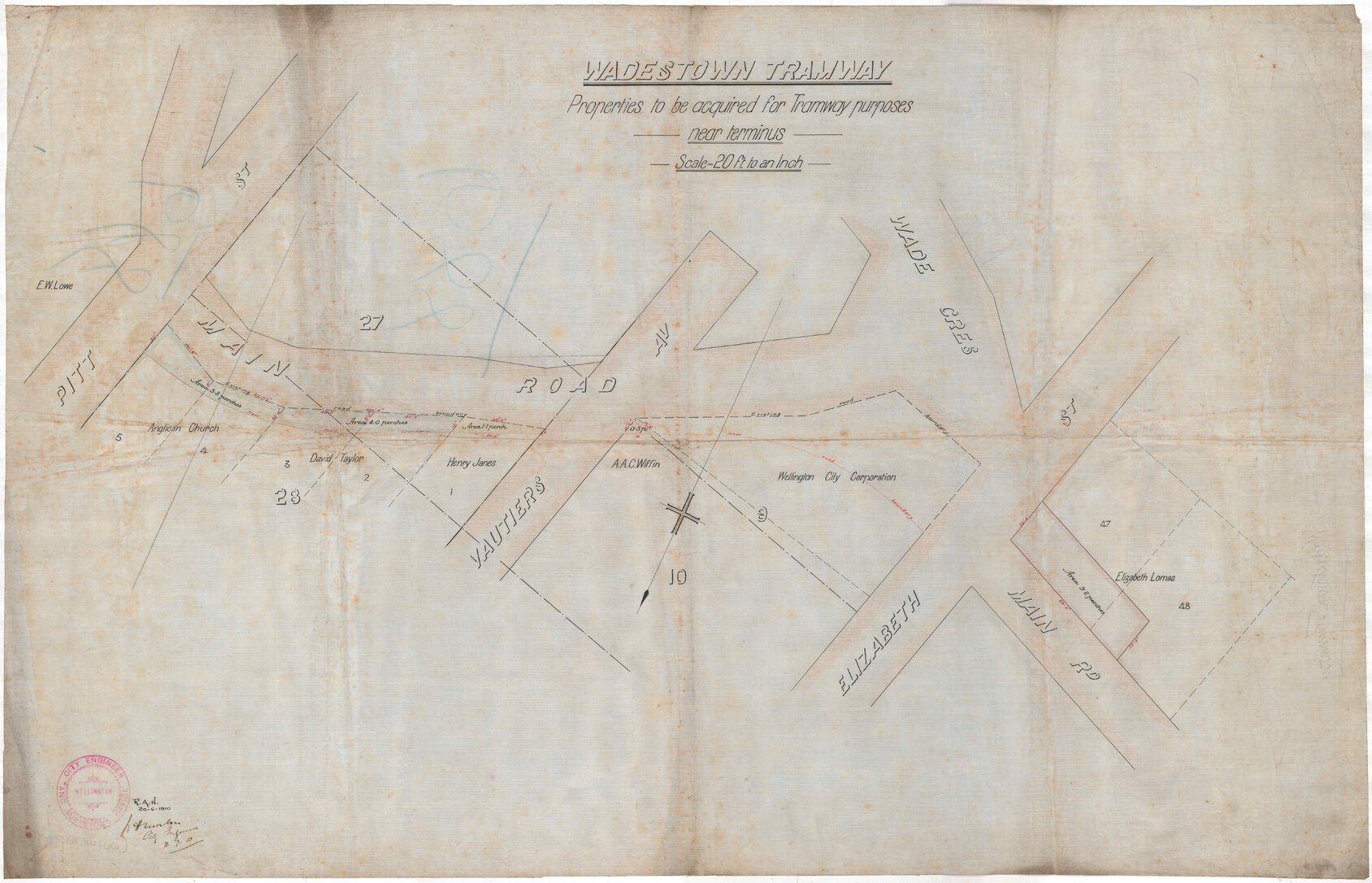 Wadestown tramway, properties to be acquired for tramway purposes, near terminus