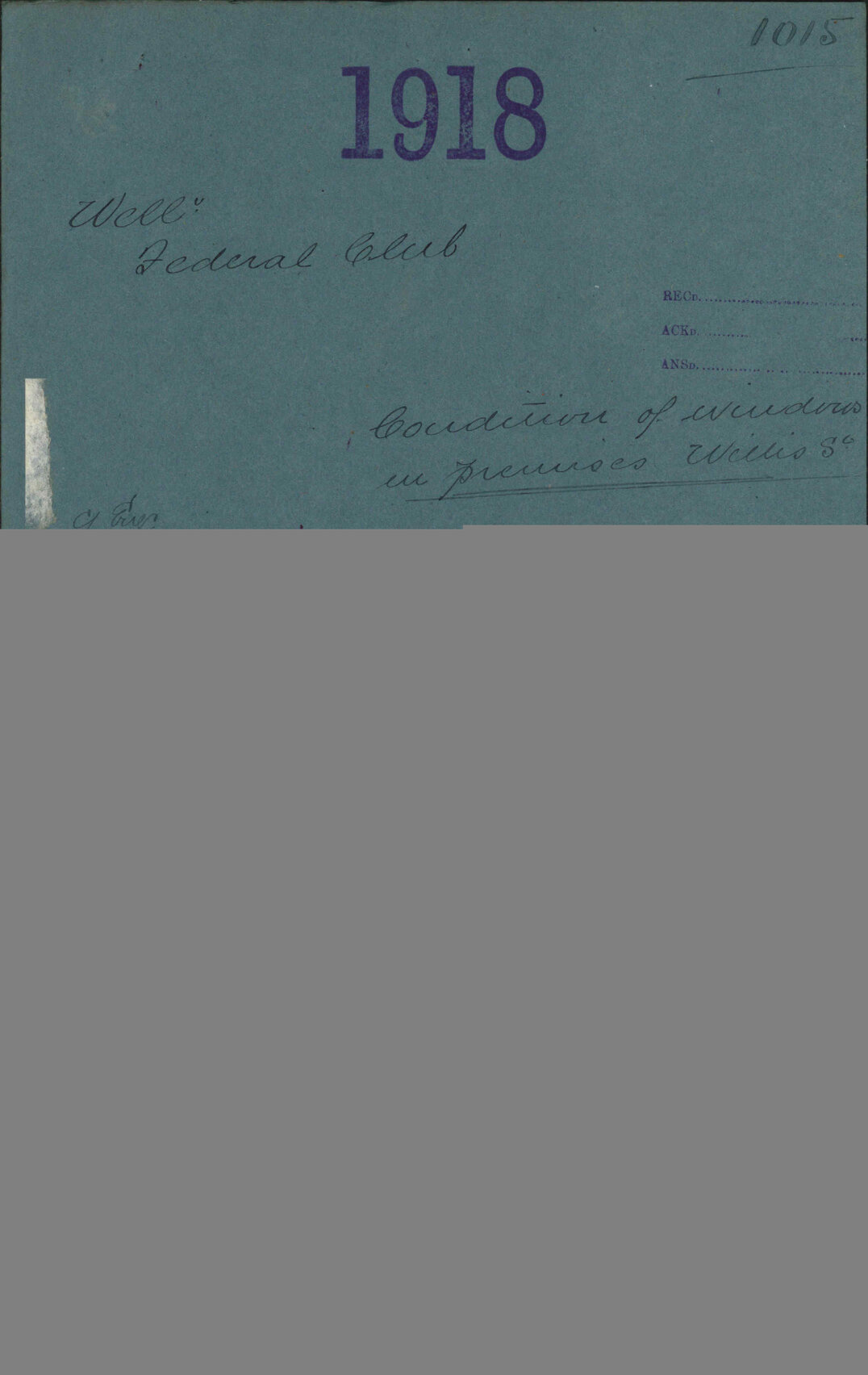 Condition of windows in premises, Willis Street - Wellington Federal Club