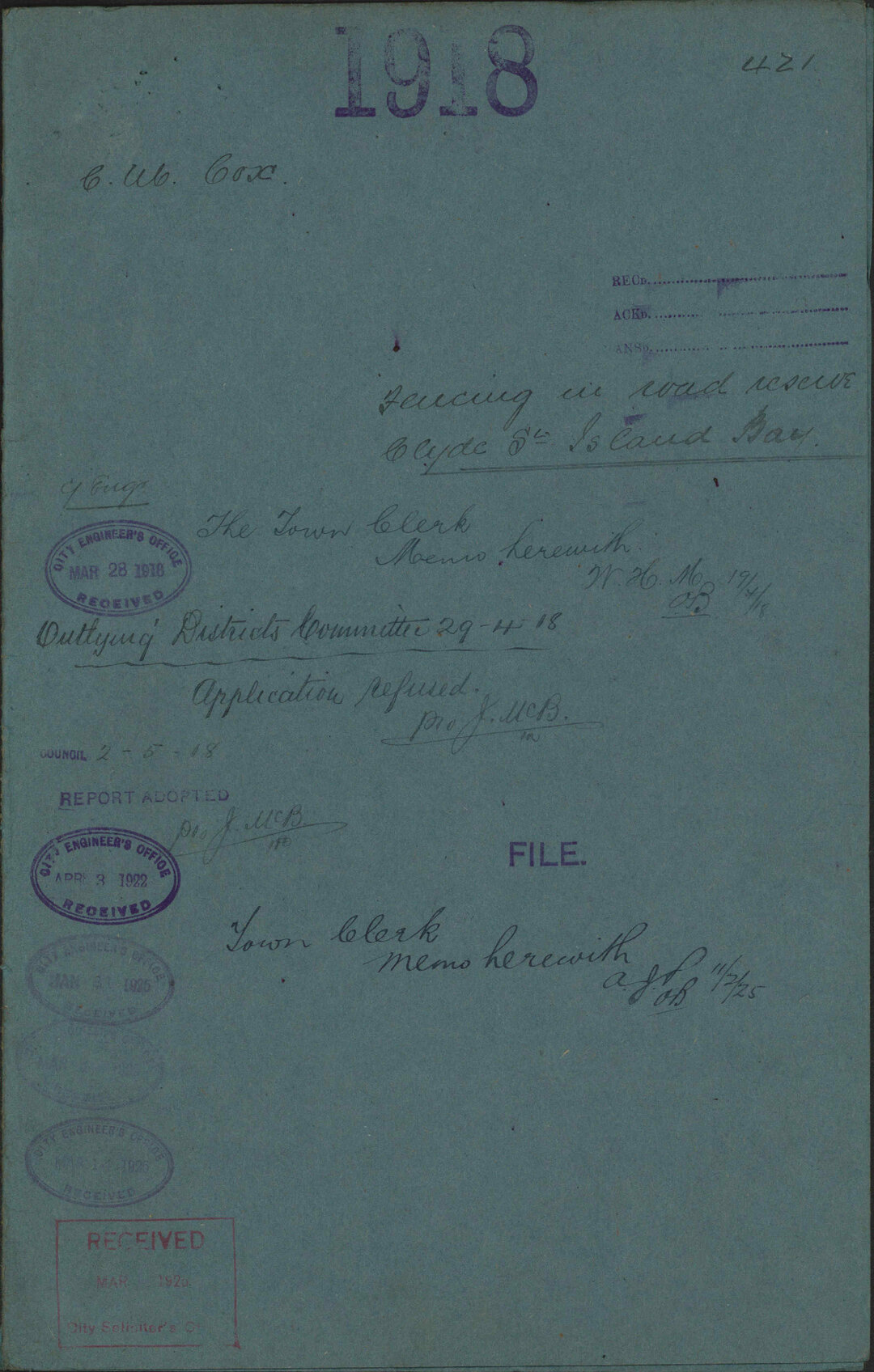 Fencing in road reserve, Clyde Street, Island Bay - C M Cox