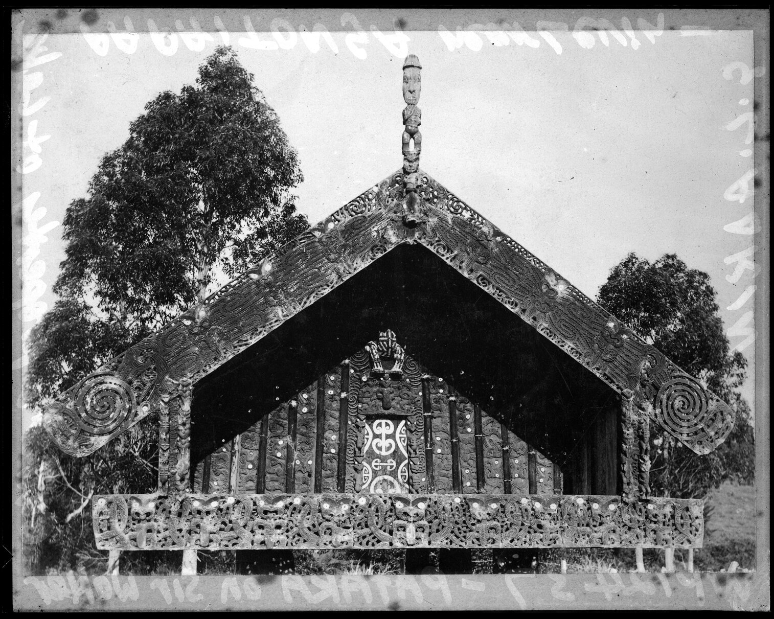 Horowhenua, elaborately carved Maori pataka on the late Sir Walter Butler's property
