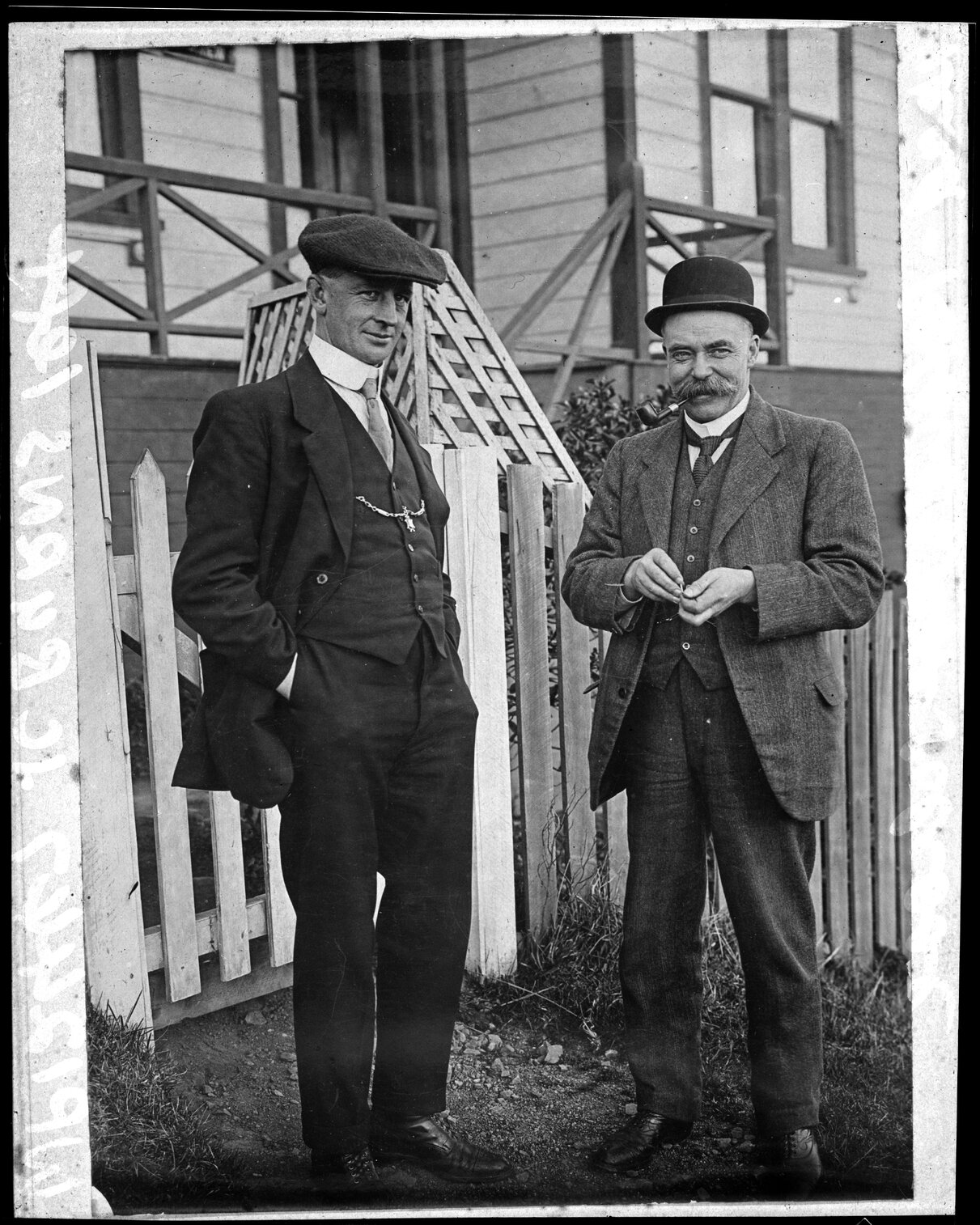 Portrait of J C Burns, on the left, headmaster of West School, Petone