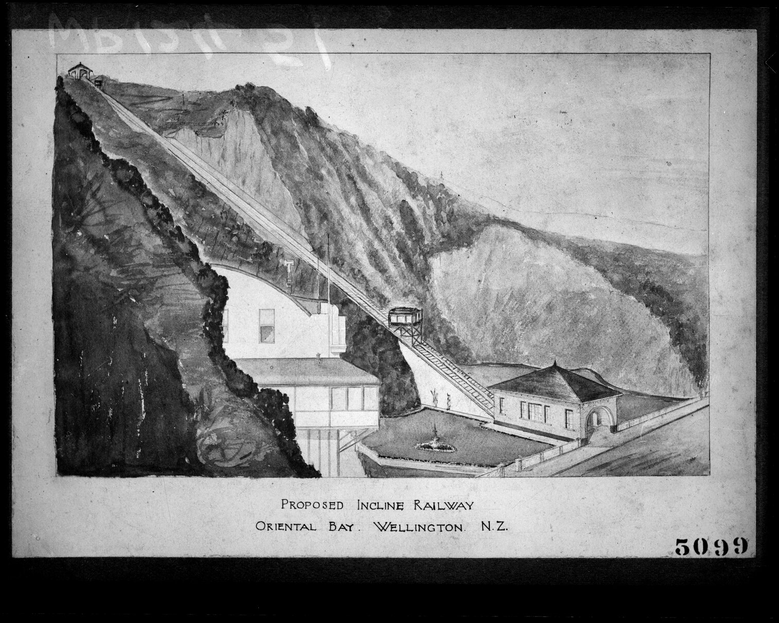 Copy photograph of a plan for an inclined railway, from Oriental Parade