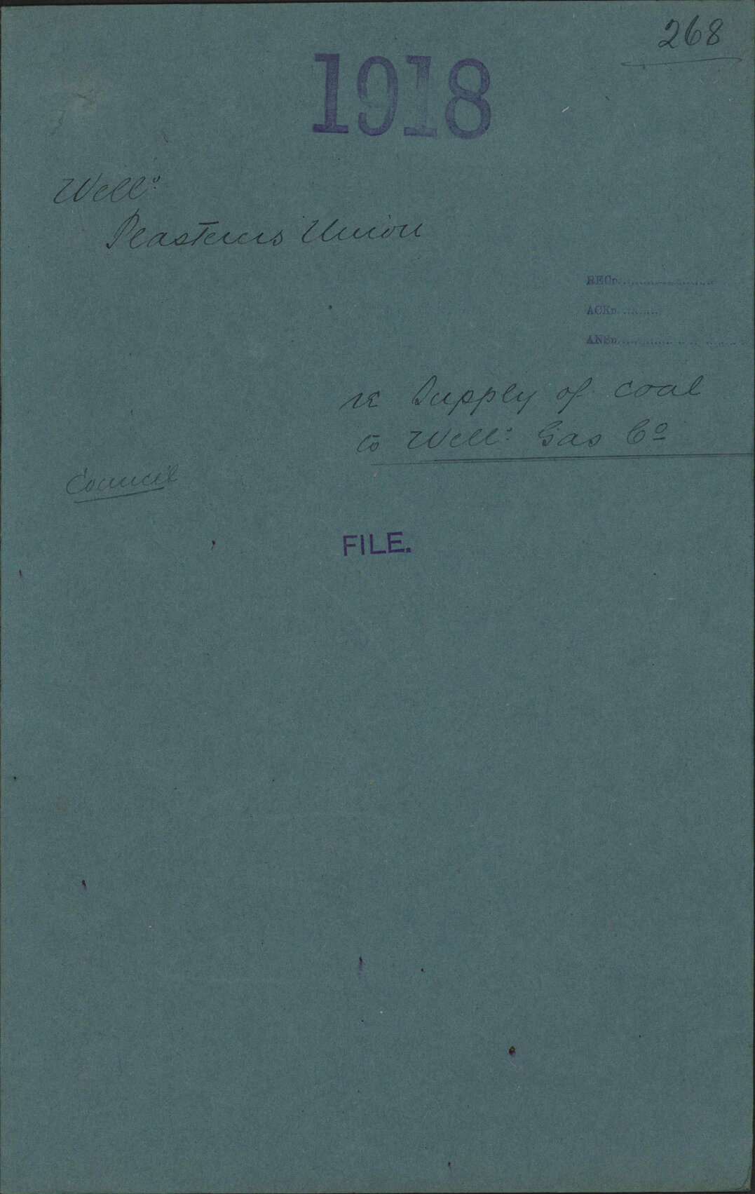 Re supply of coal to Wellington Gas Company - Wellington Plasterers Union
