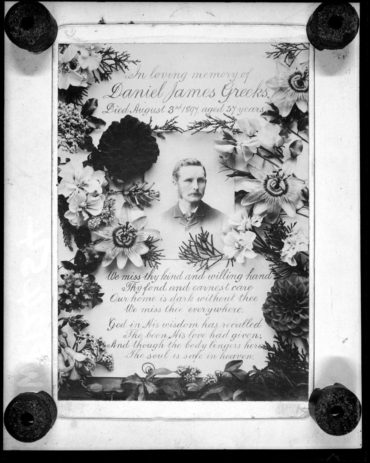 Portrait of Daniel James Greeks, ' In loving memory of '