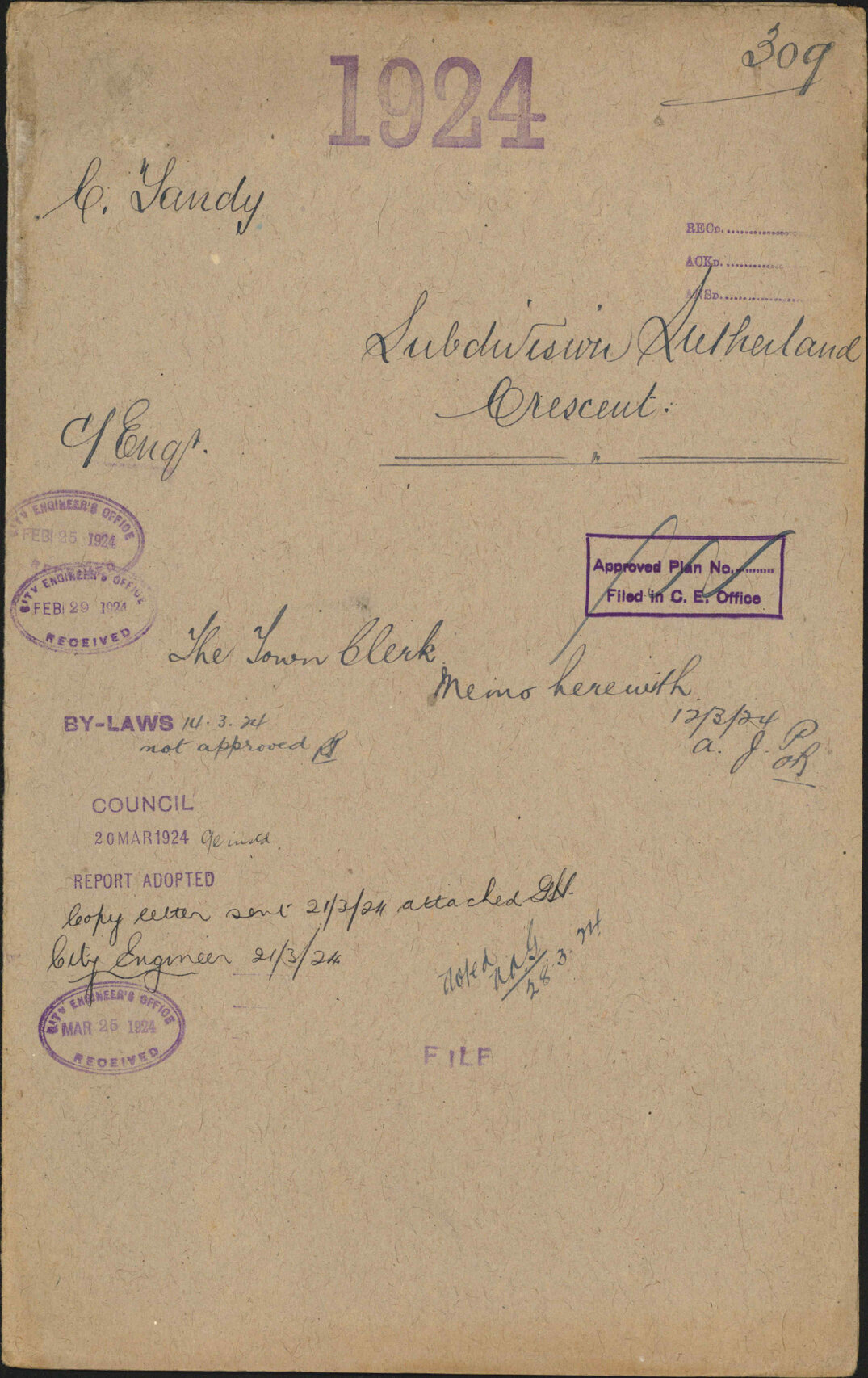 Subdivision, Sutherland Crescent - C Tandy