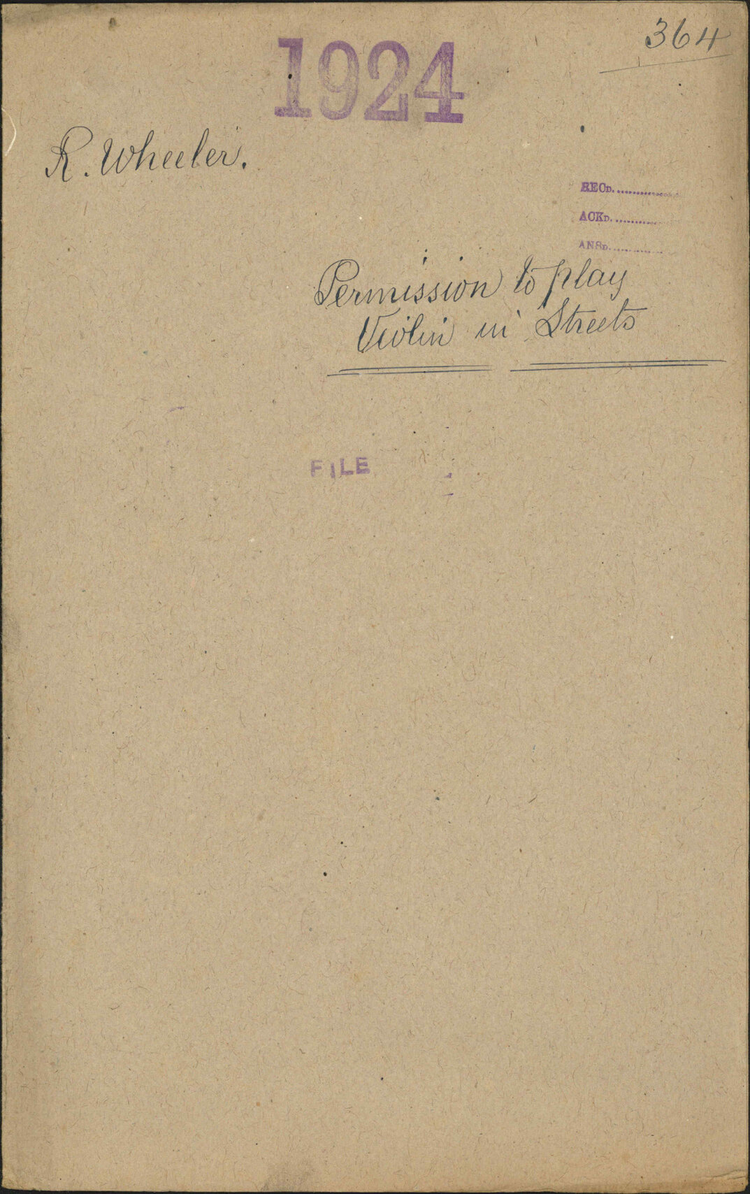 Permission to play violin in streets - R Wheeler
