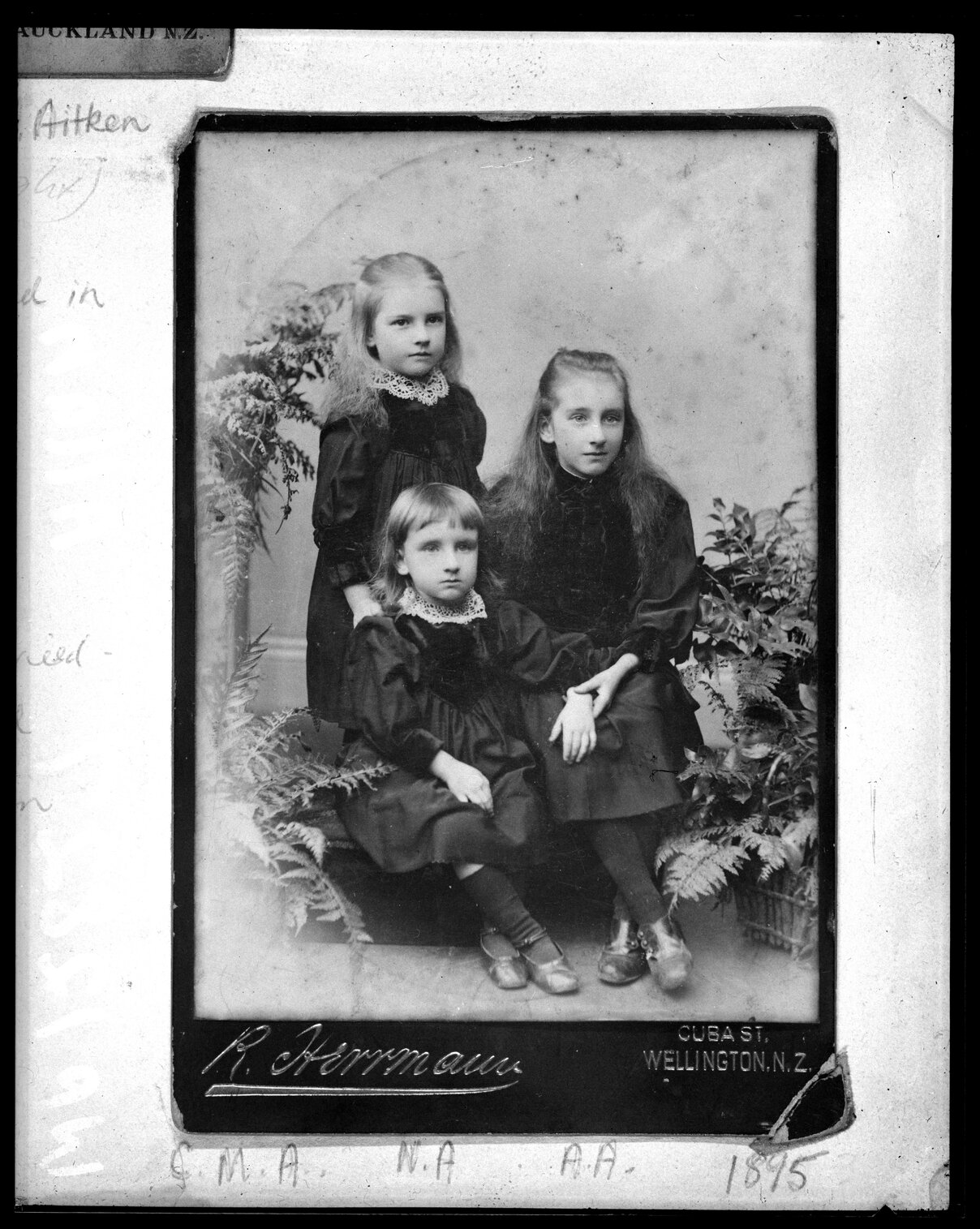 Group photograph of three girls of the Allen family