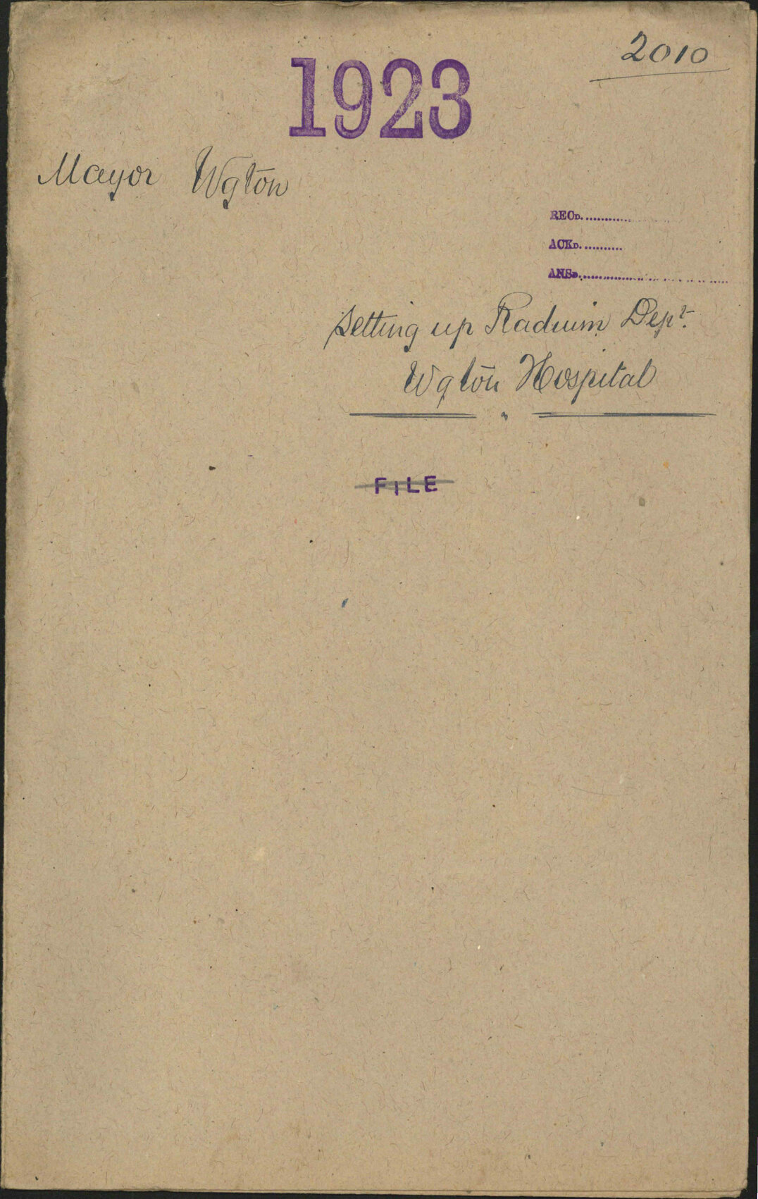 Setting up Radium Department, Wellington Hospital - Mayor, Wellington