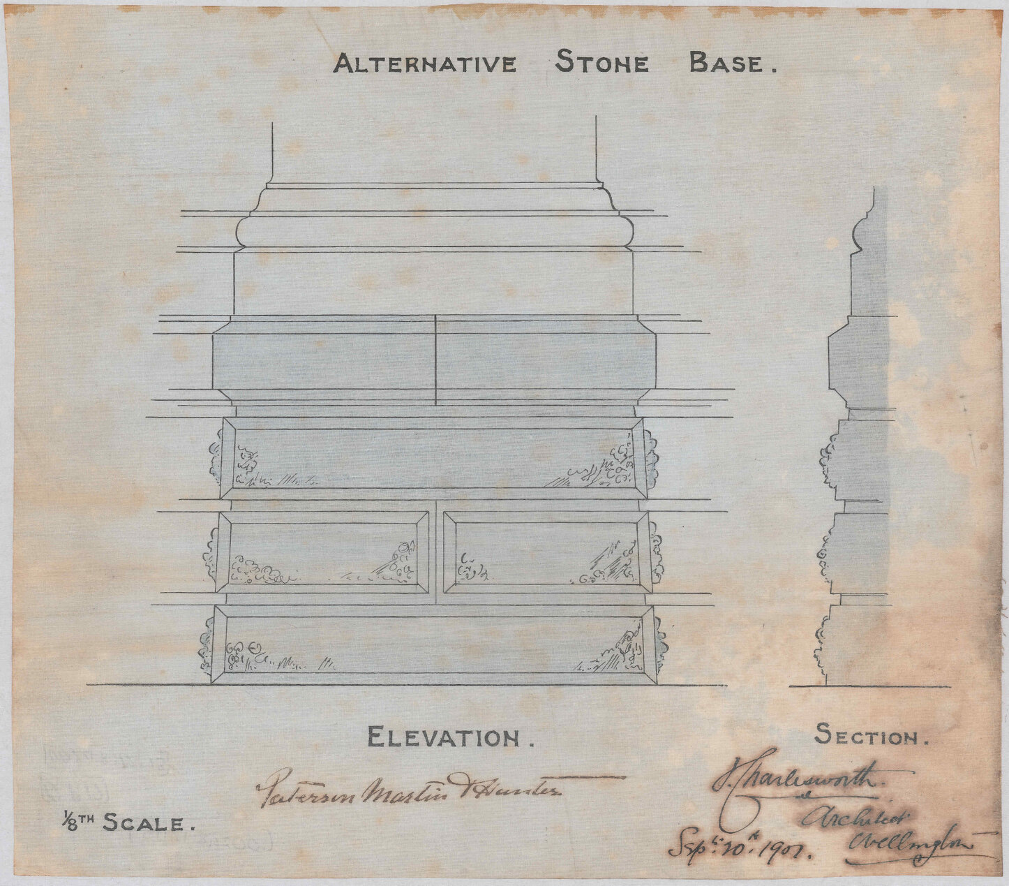 101-109 Wakefield Street, Wellington Town Hall and Municipal Building, alternative stone base, sheet 13, 20 Sep 1901