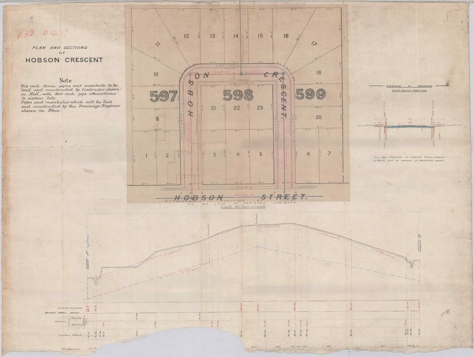 Proposed subdivision and street [Hobson Crescent], sheet 1, 1898