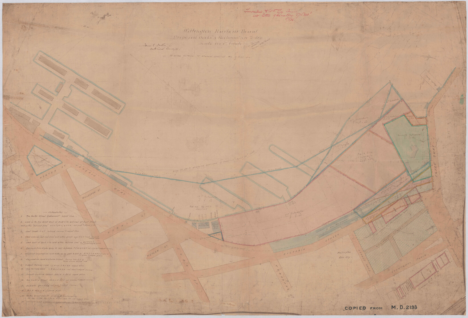 Wellington Harbour Board, proposed docks and reclamation, Te Aro