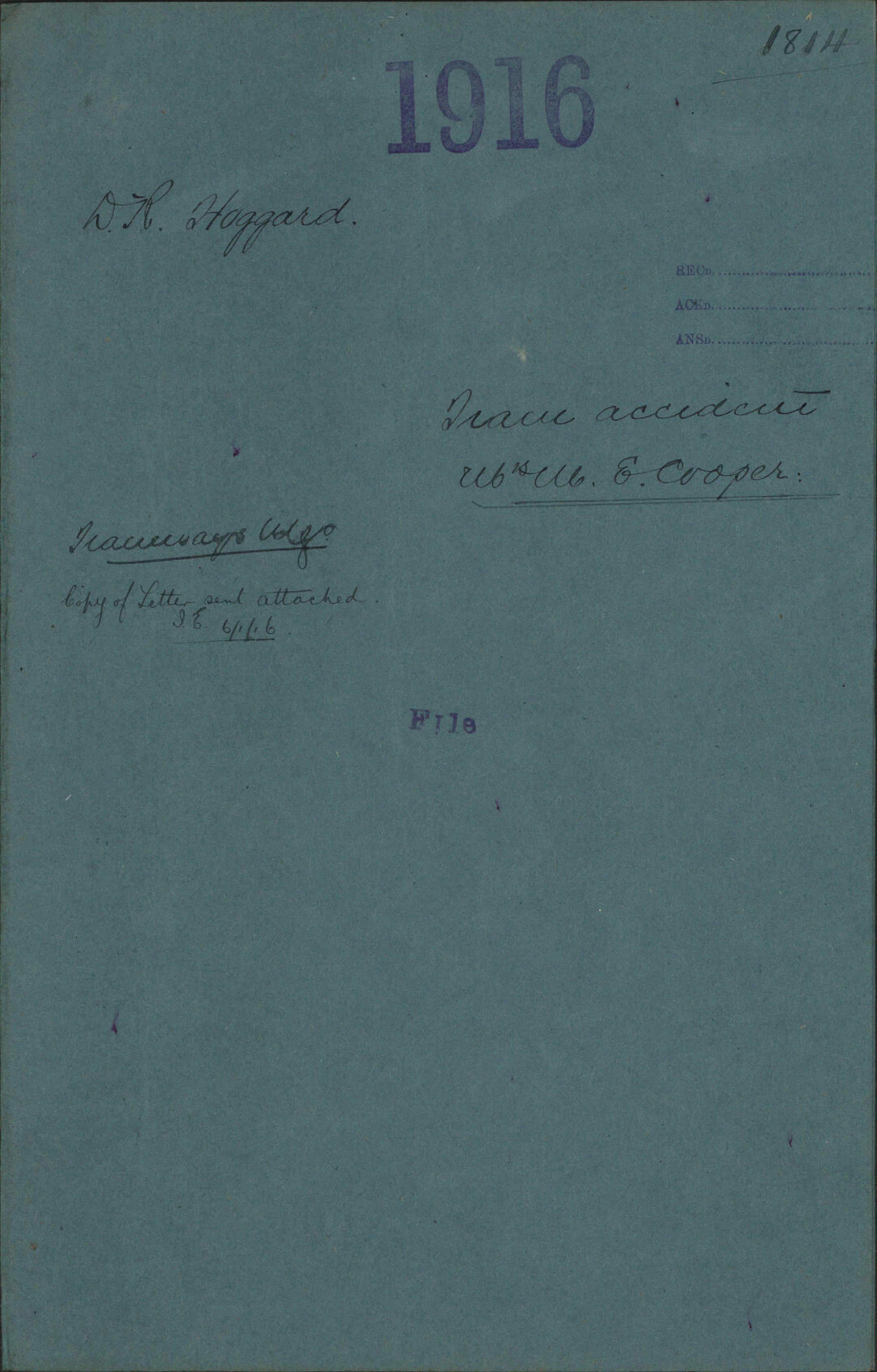 Tram accident, Mrs M E Cooper - D R Hoggard