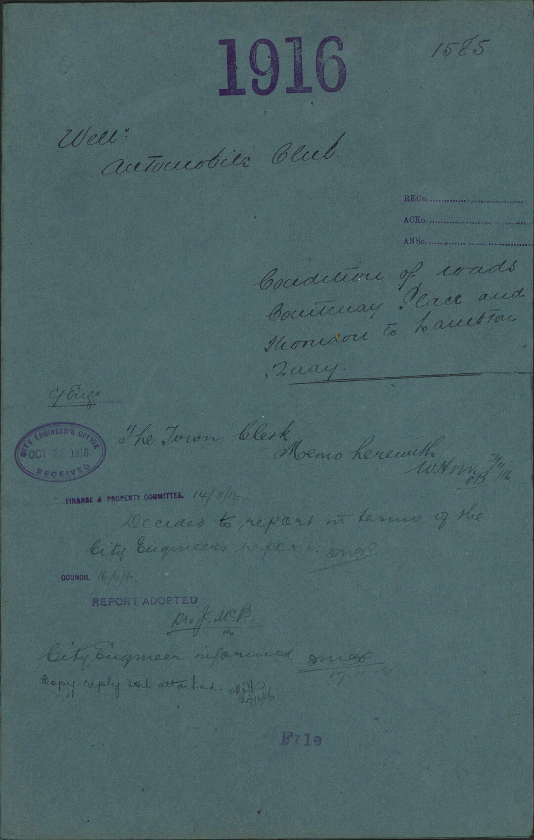 Condition of roads, Courtenay Place and Thorndon to Lambton Quay - Wellington Automobile Club
