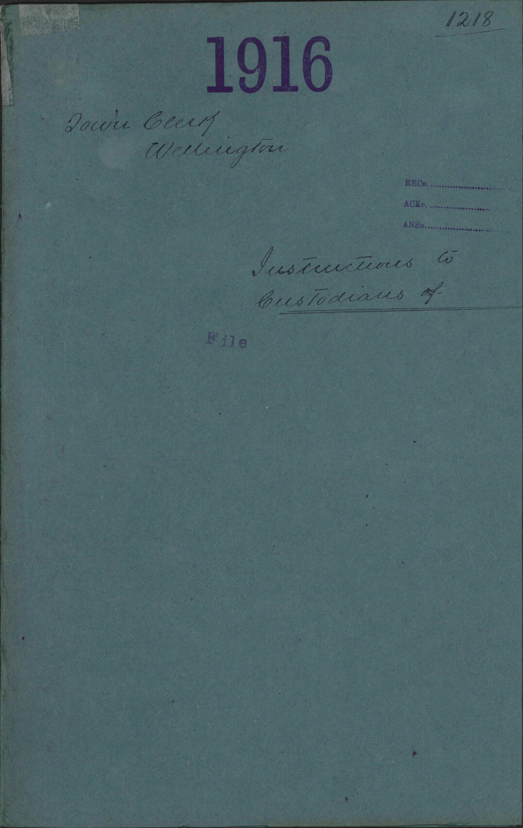 Instructions to Custodians - Town Clerk, Wellington