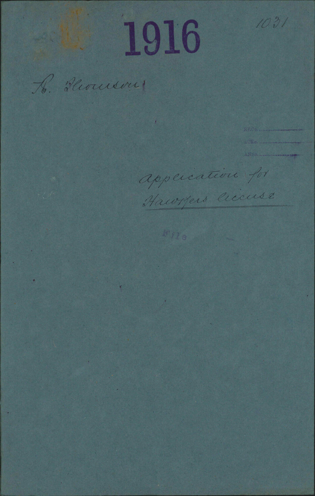 Application for Hawkers license - R Thomson