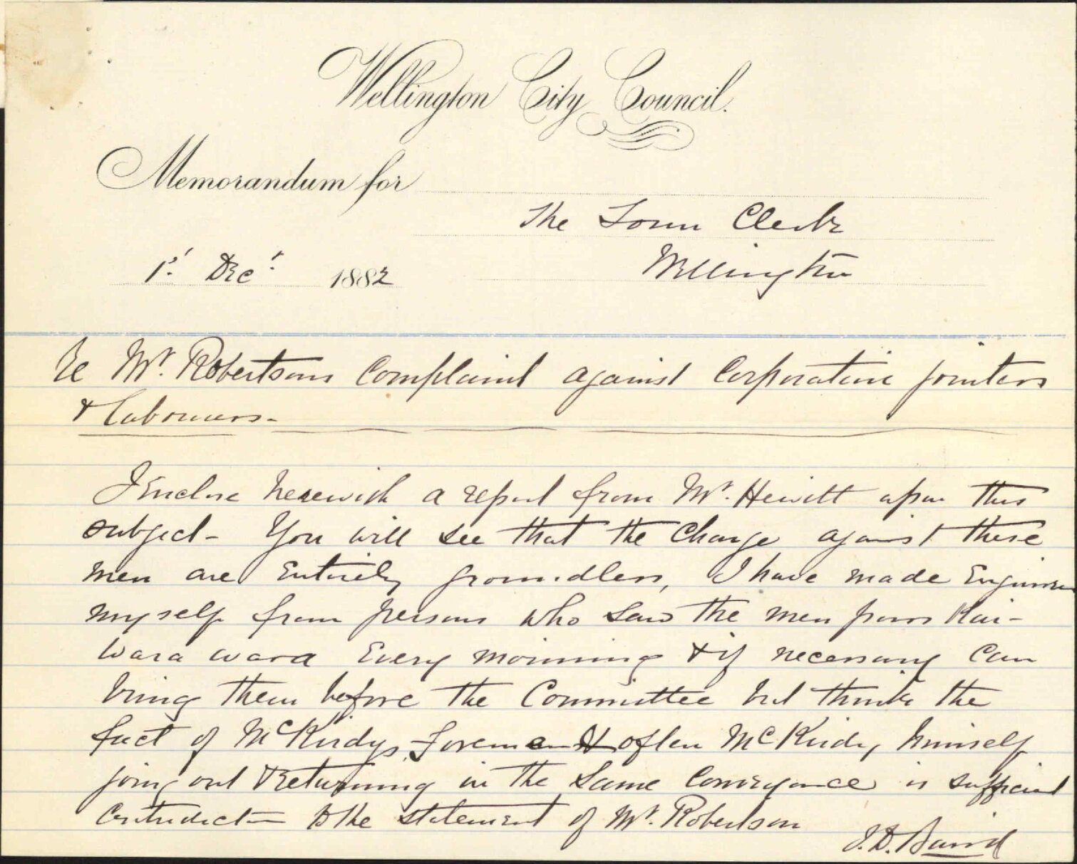 Report as to delay in the part of the Corporation labourer regarding McKirdys contract - City Surveyor