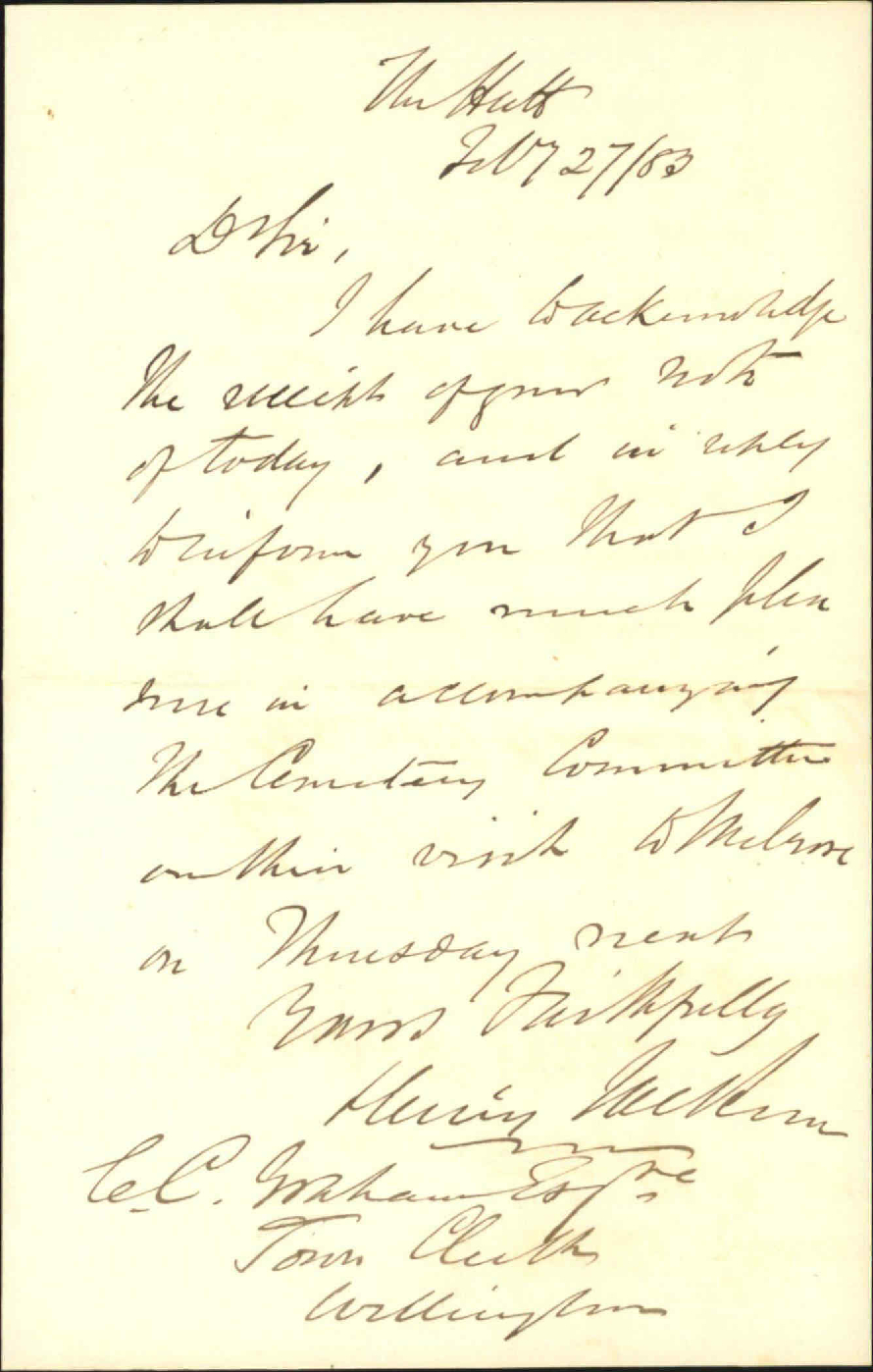 Attend meeting of cemetery committee at Melrose - Henry Jackson