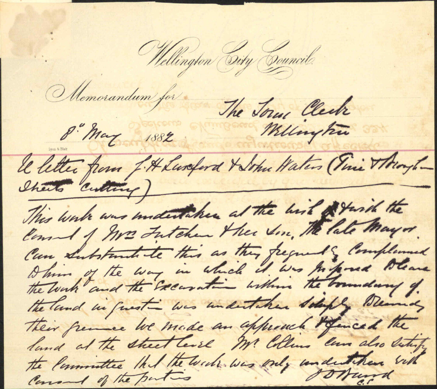 Claim for damage by lowering of Brougham and Pirie Streets - J H Luxford and John Waters