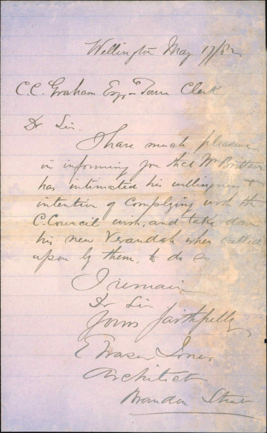 Mr Brittain's verandah in Manners Street - E Fraser James