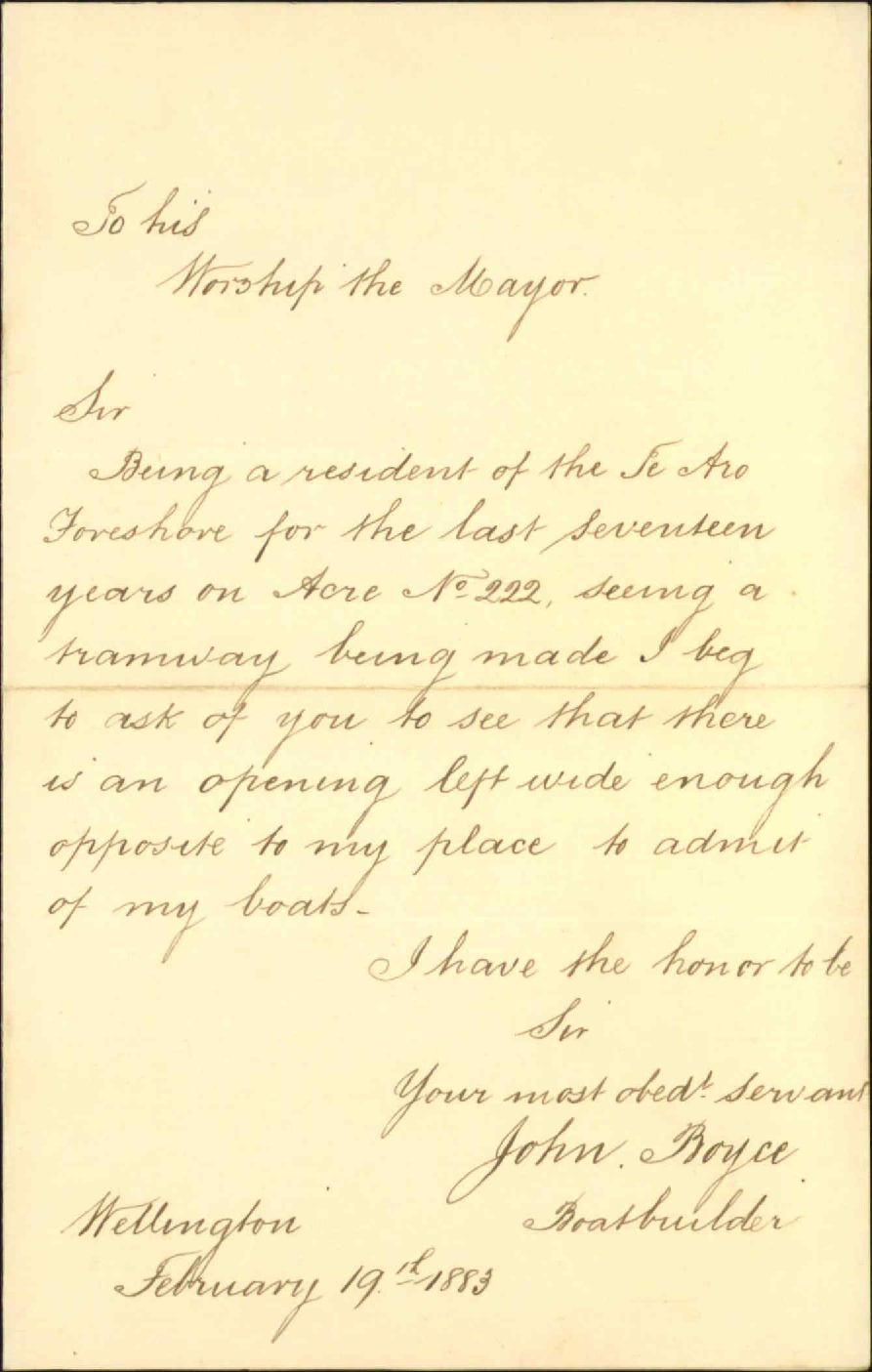 Claim in account of railway, Te Aro portion - John Bryce