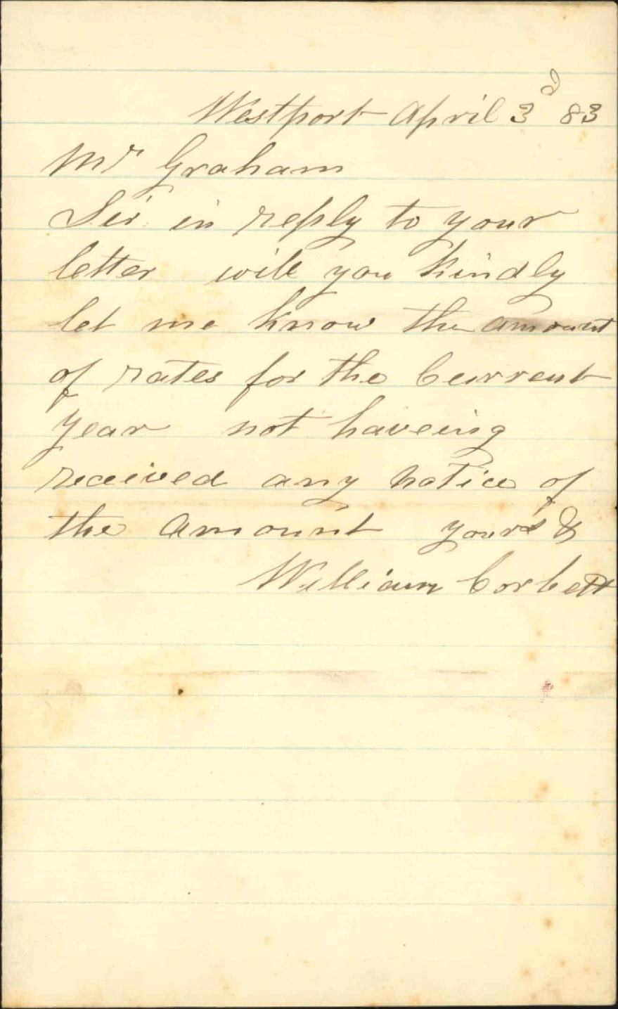 Enquiry as to rates due by him - William Corbett