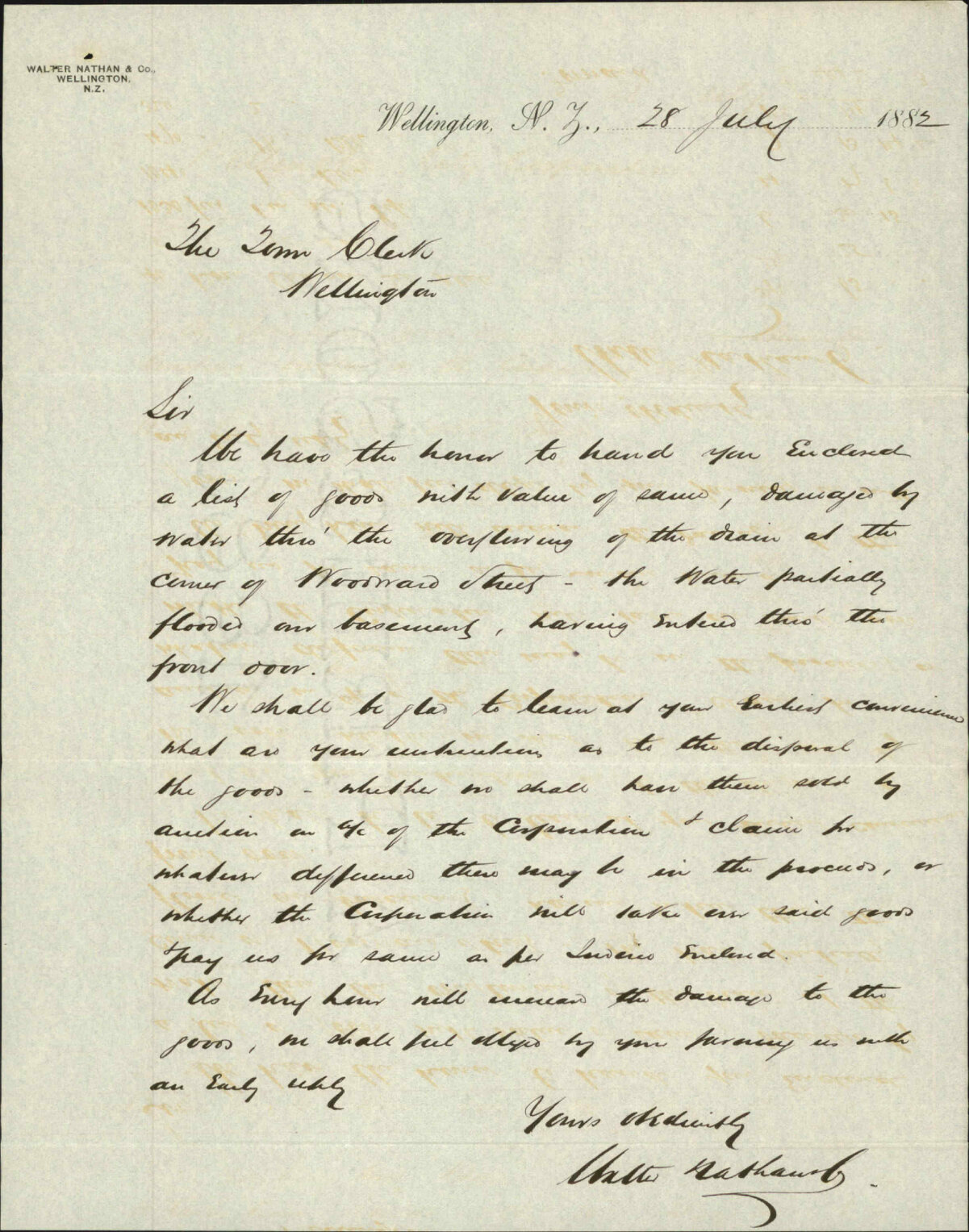 Claim for damages in account of floods - W Nathan &amp; Co