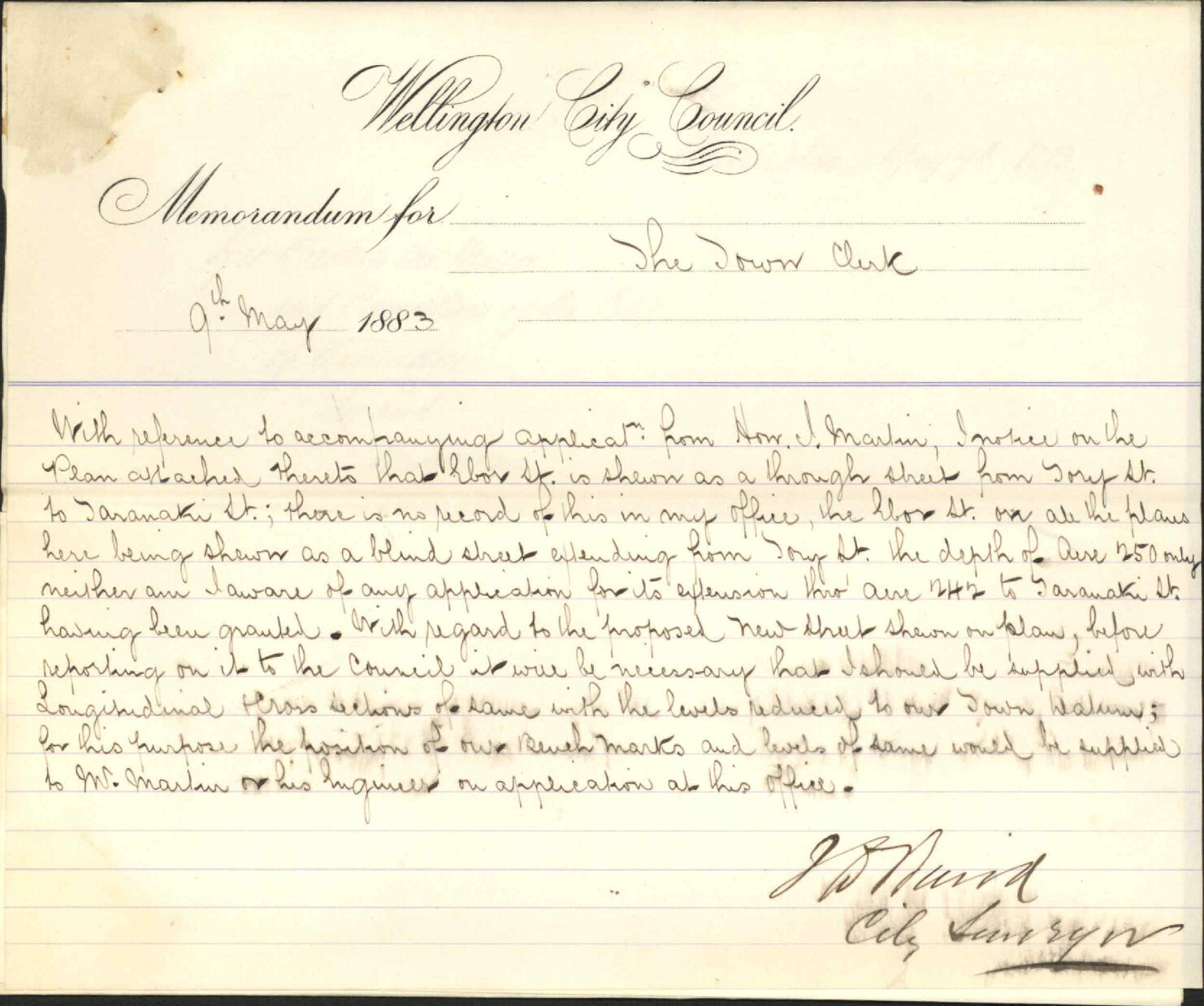 Application for leave for formation of new street - John Martin