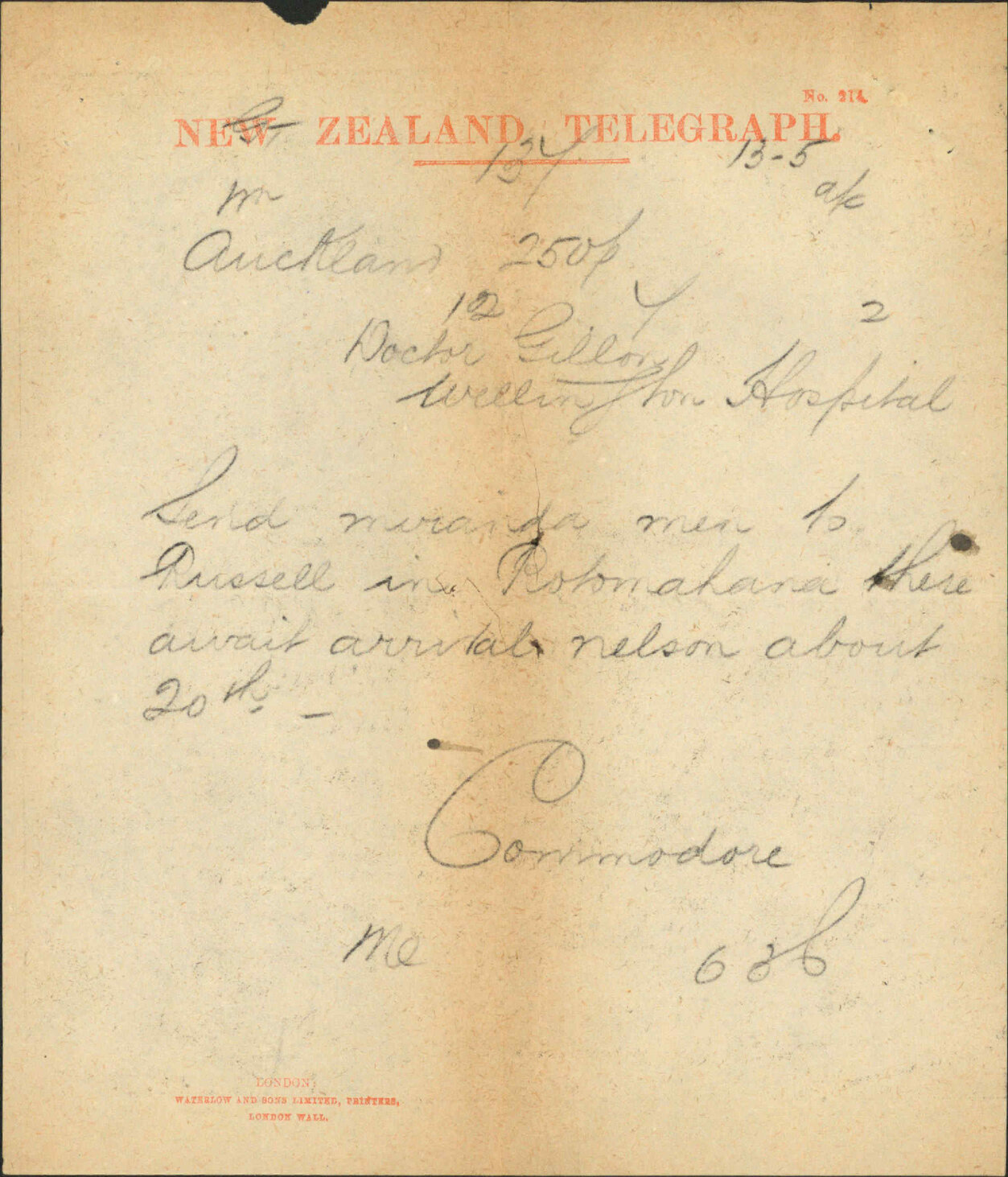 Seaman patients in hospital - Commodore Erskine