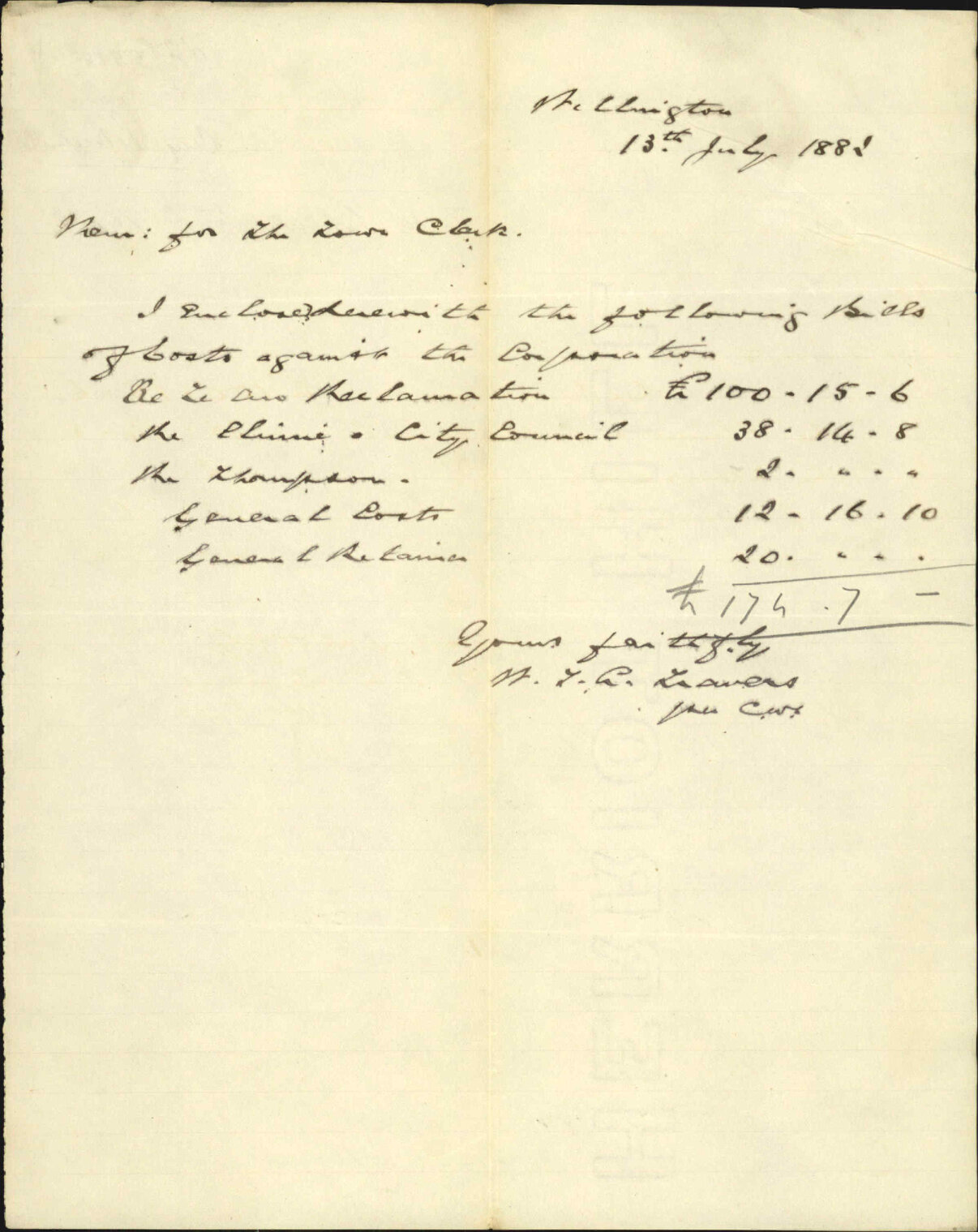 With bills of costs to 30/6/82 - City Solicitor