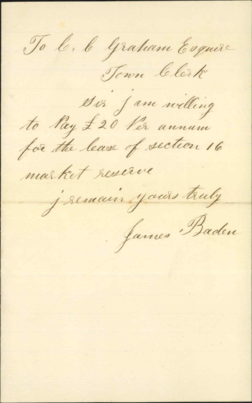 Offering &pound;20 for section XVI [16] Market reserve - James Baden