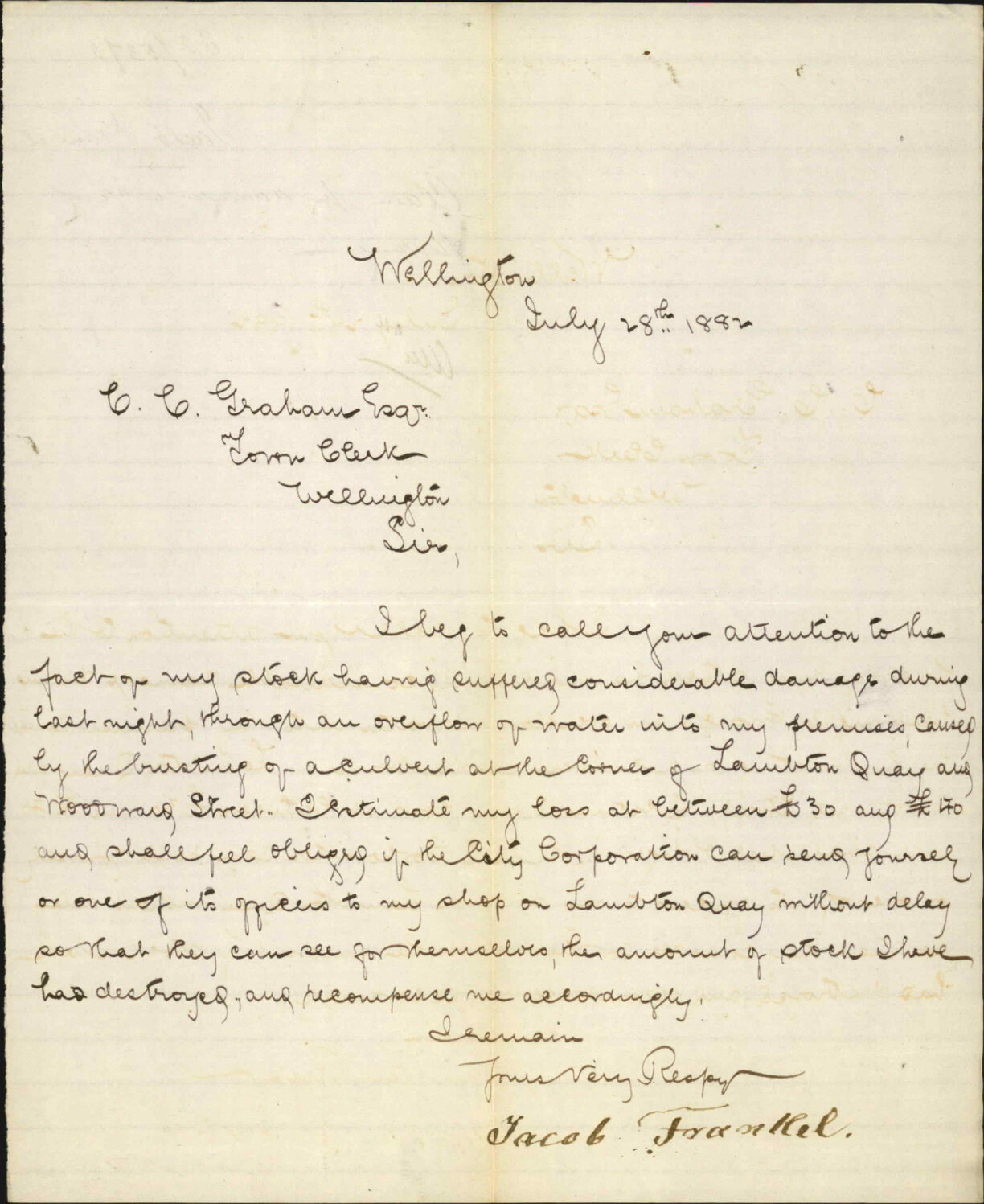 Claim for damages in account of flooding - Jacob Frankel