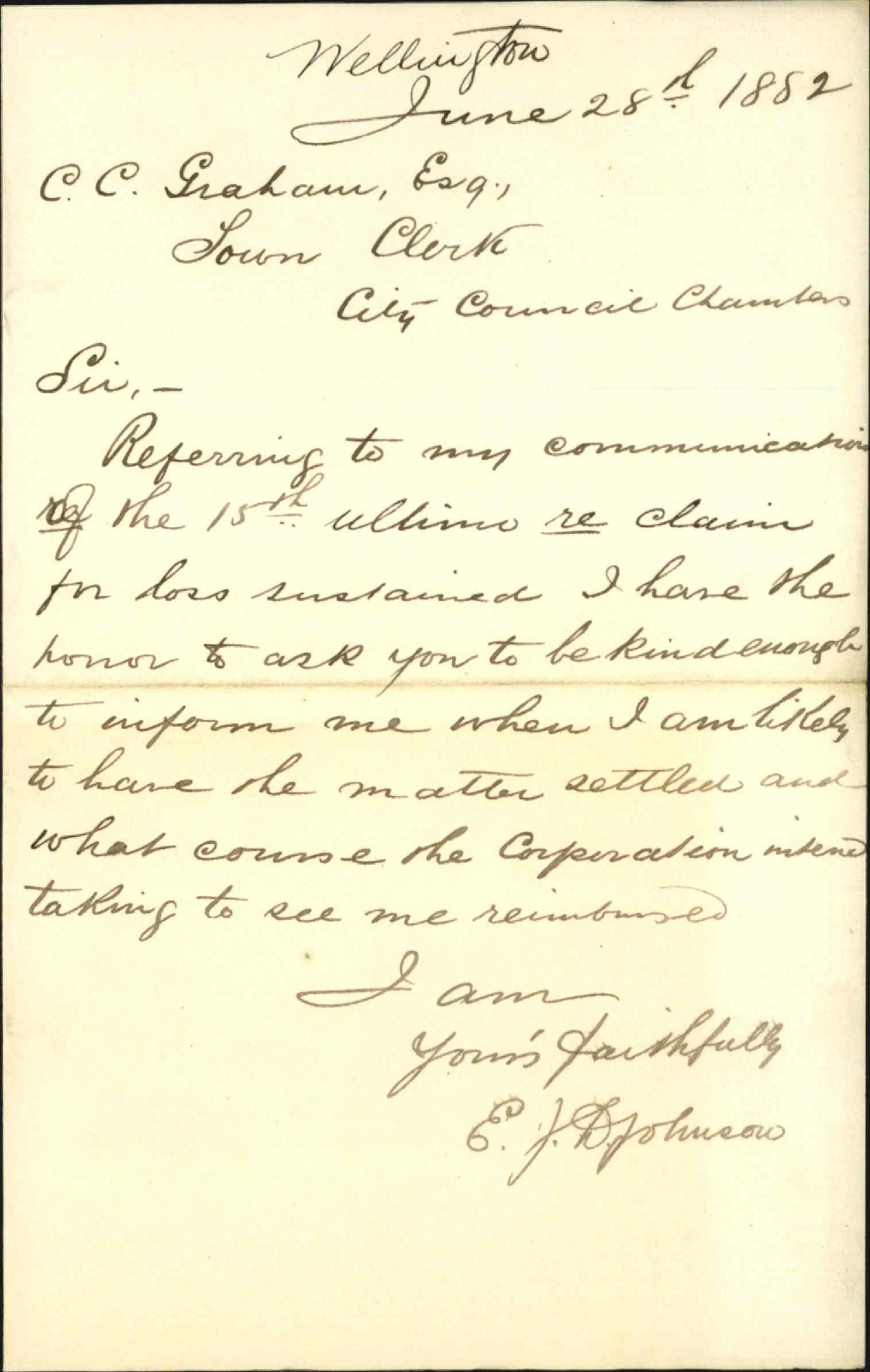 Claim for damages, Cuba Street drain - E J Johnson