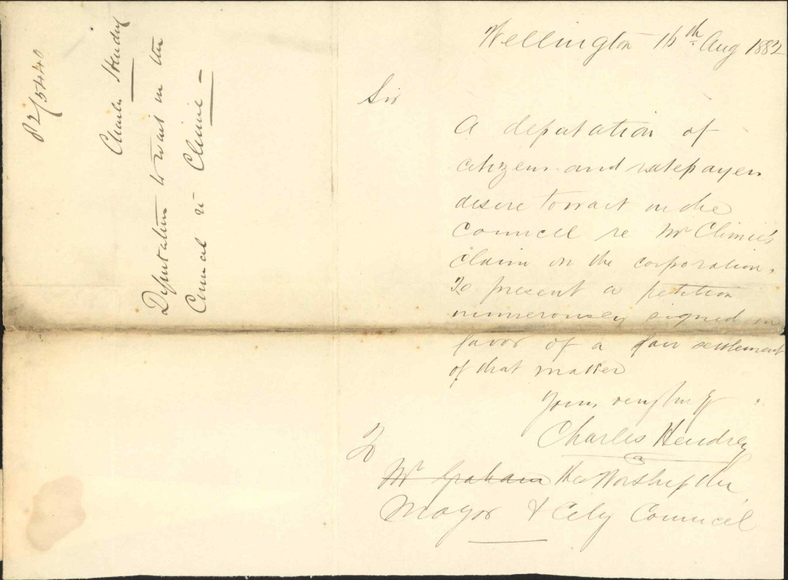 Deputation to wait on the Council regarding Climie - Charles Hendry