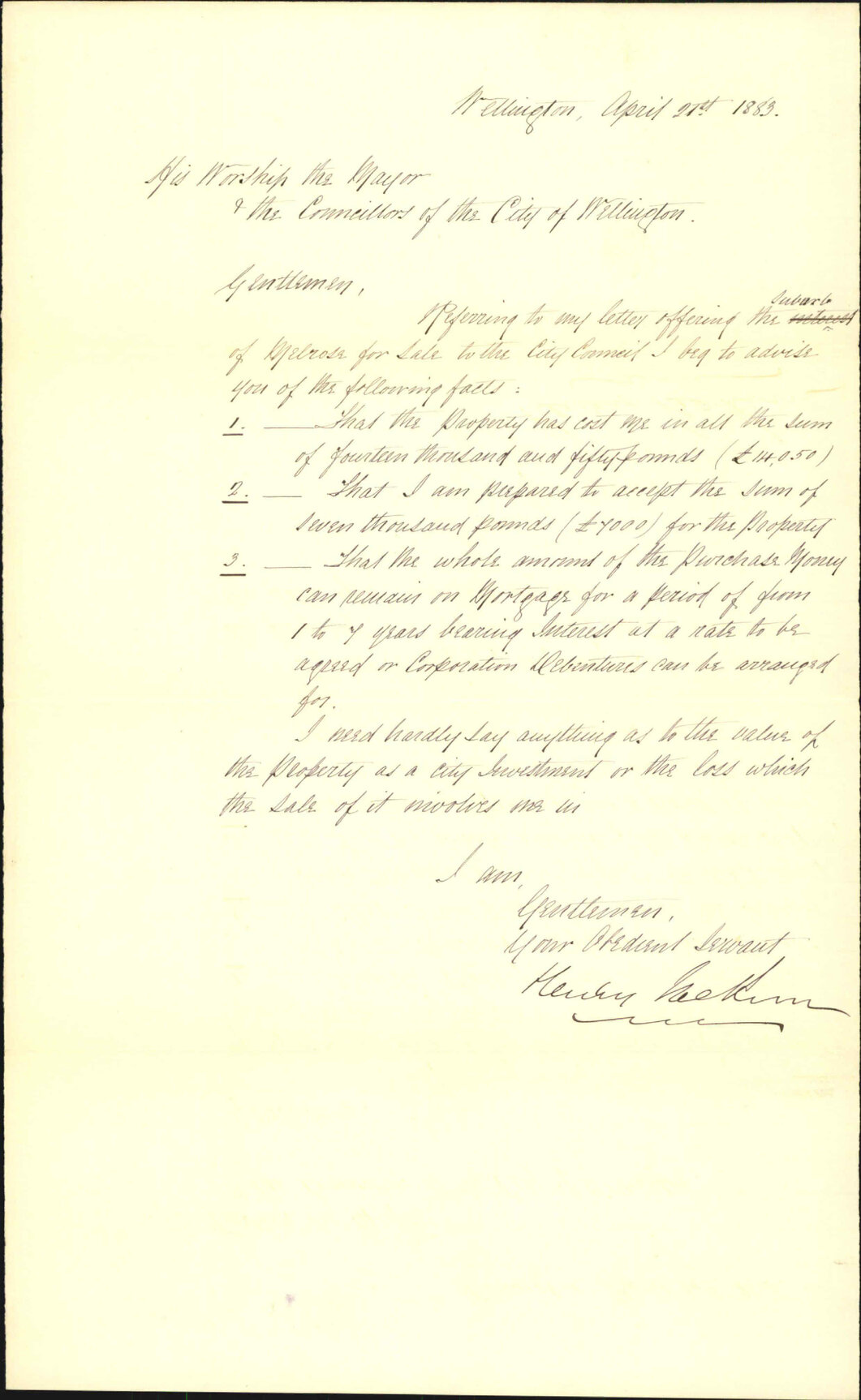 Offer of the Melsors property at a price - Henry Jackson
